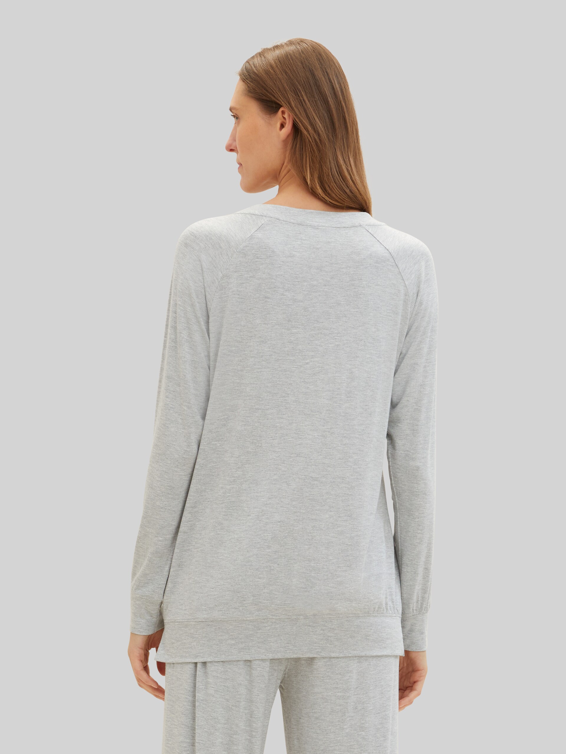 Loungewear Sweatshirt in melange look - grey-medium-melange - Model-back view