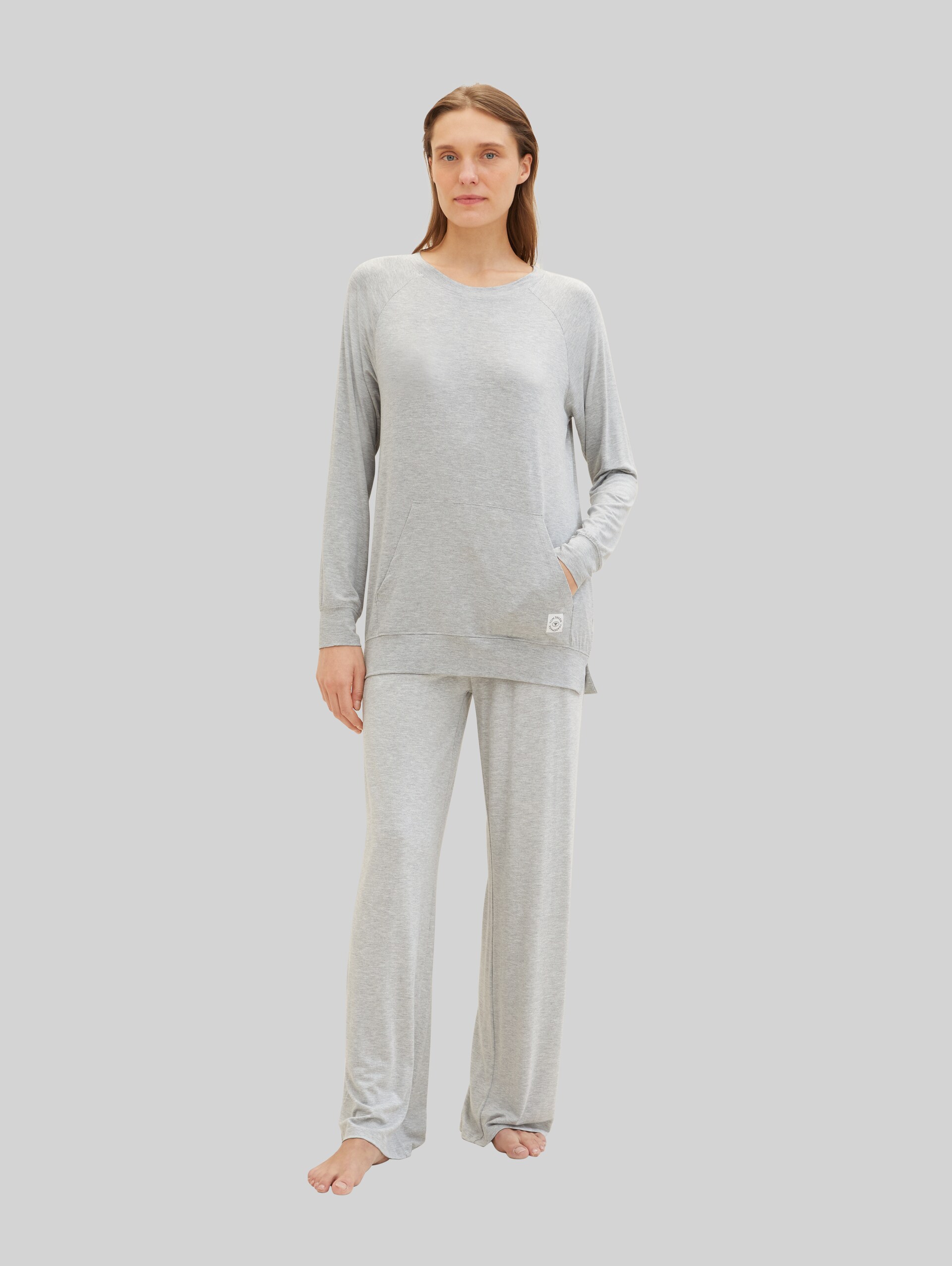 Loungewear Sweatshirt in melange look - grey-medium-melange - side model view