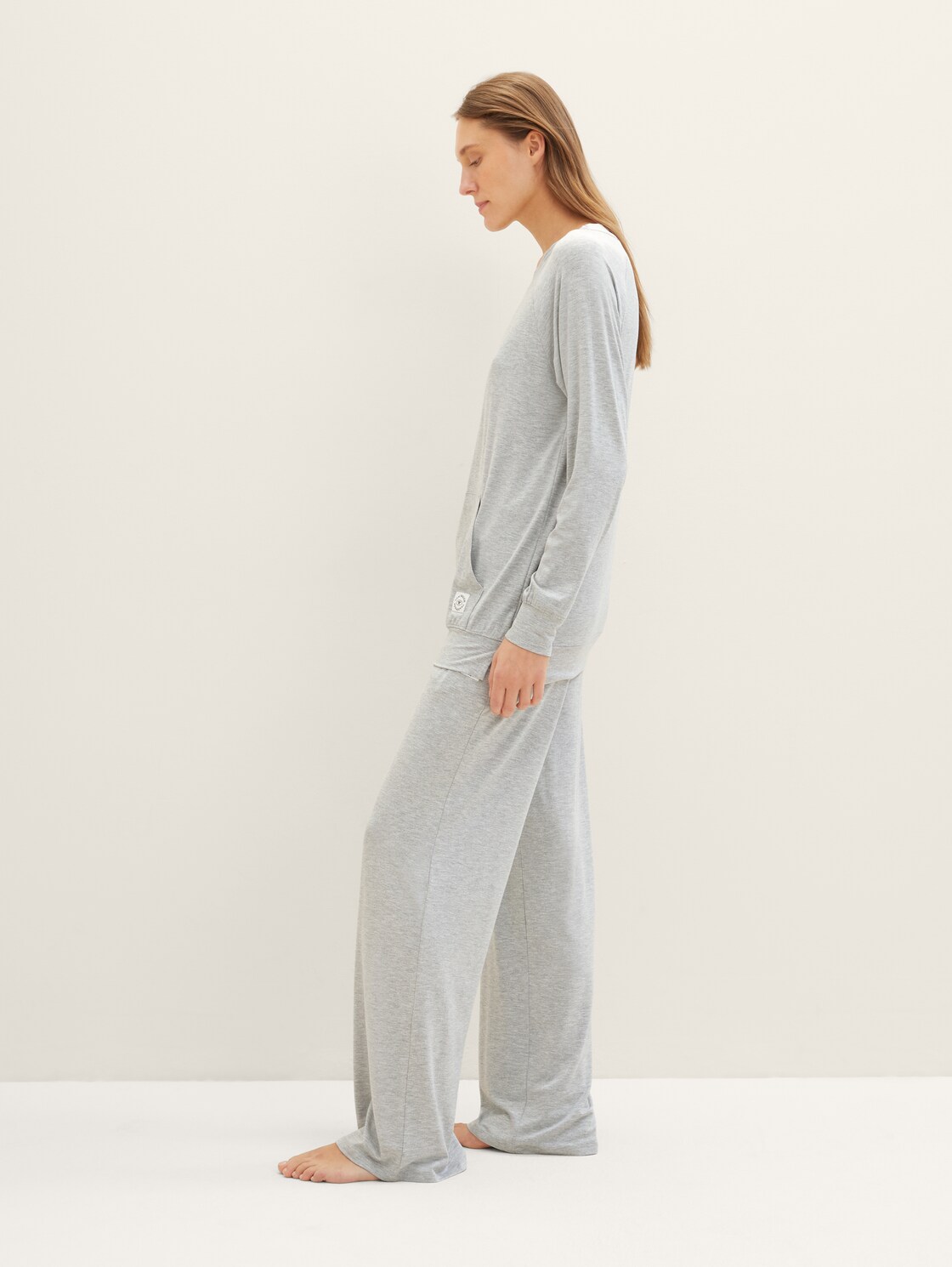 Pyjama-Hose in Melange Optik - grey-medium-melange