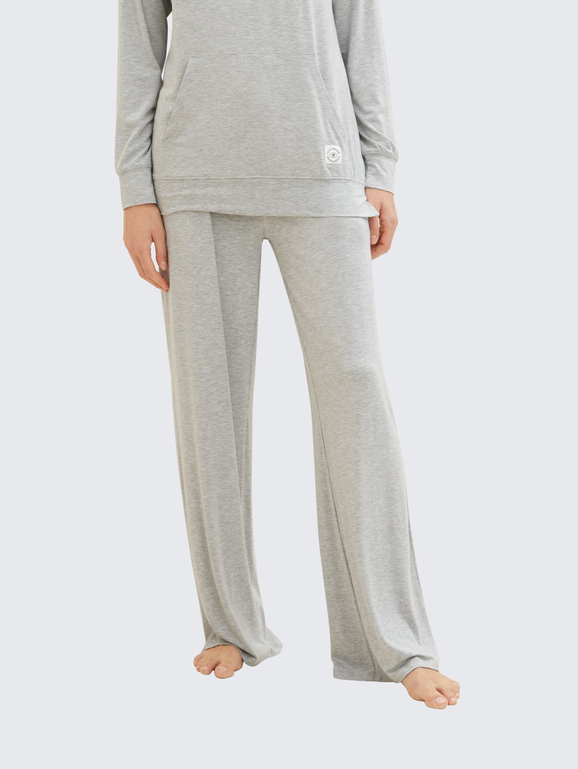 Pyjama-Hose in Melange Optik - grey-medium-melange - Ausschnitt Model-Vorderansicht