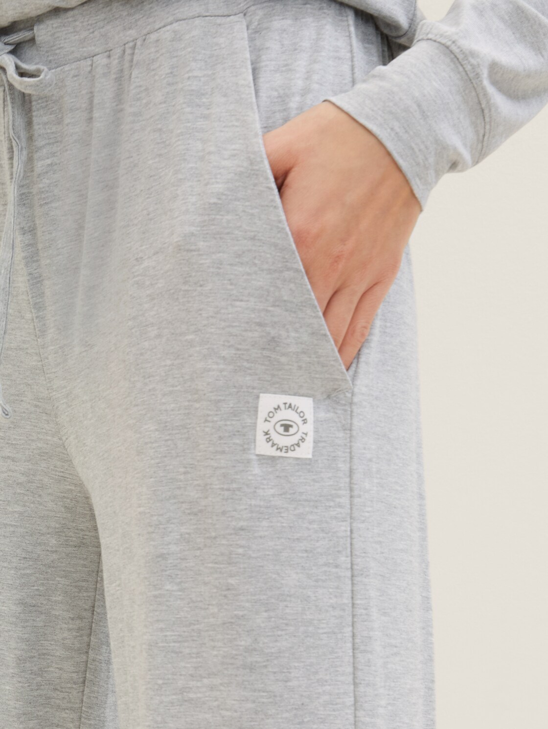 Pyjama-Hose in Melange Optik - grey-medium-melange - Detail-Model-Ansicht