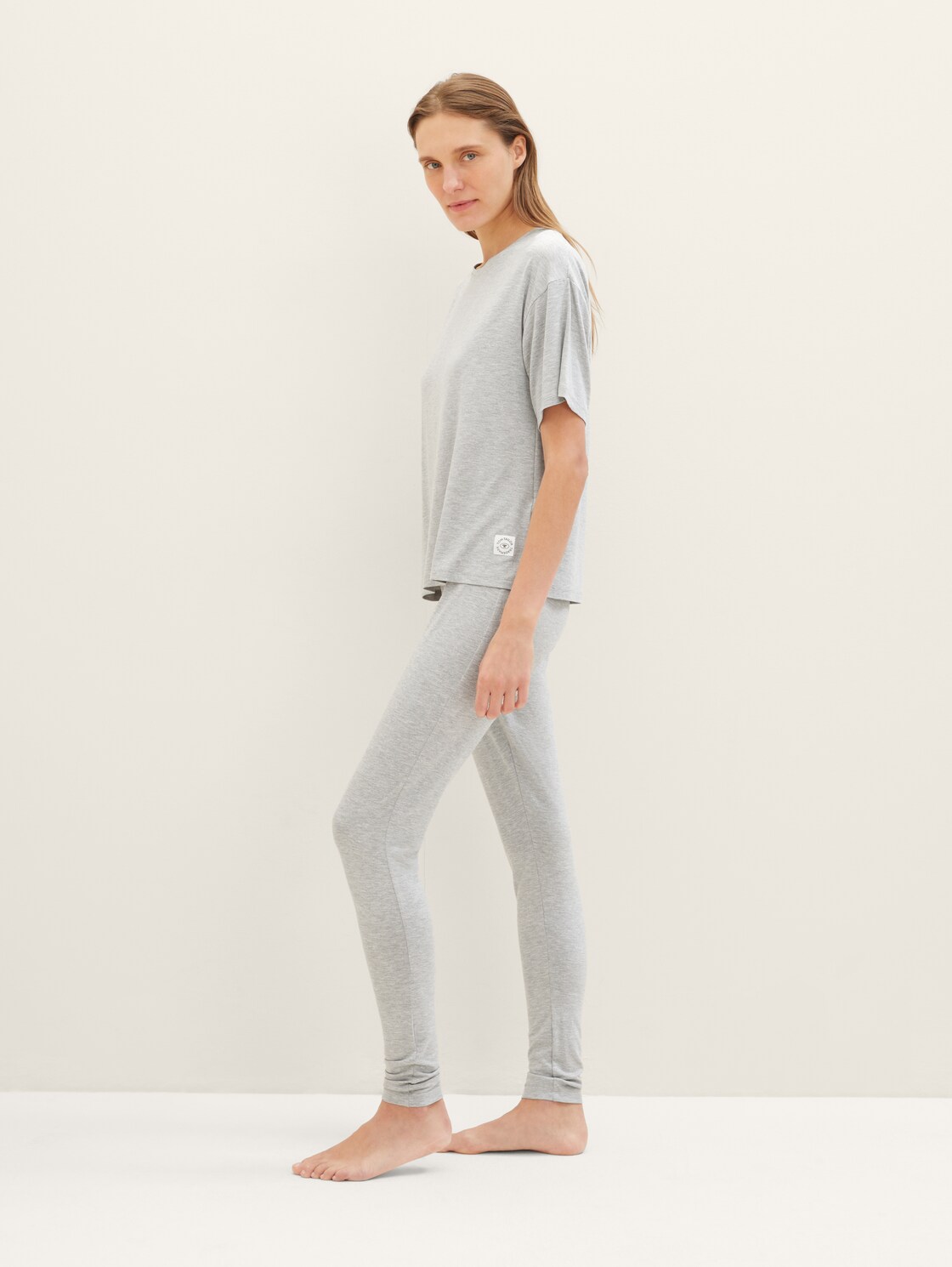 Loungewear Leggings mit Logo-Print - grey-medium-melange
