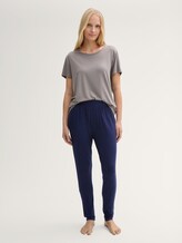 Basic Pyjama-Hose - blue-dark-solid - Model-Vorderansicht