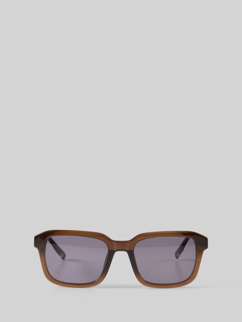 Square-frame sunglasses made from Acetate Renew UV400 by Unisex, brown
