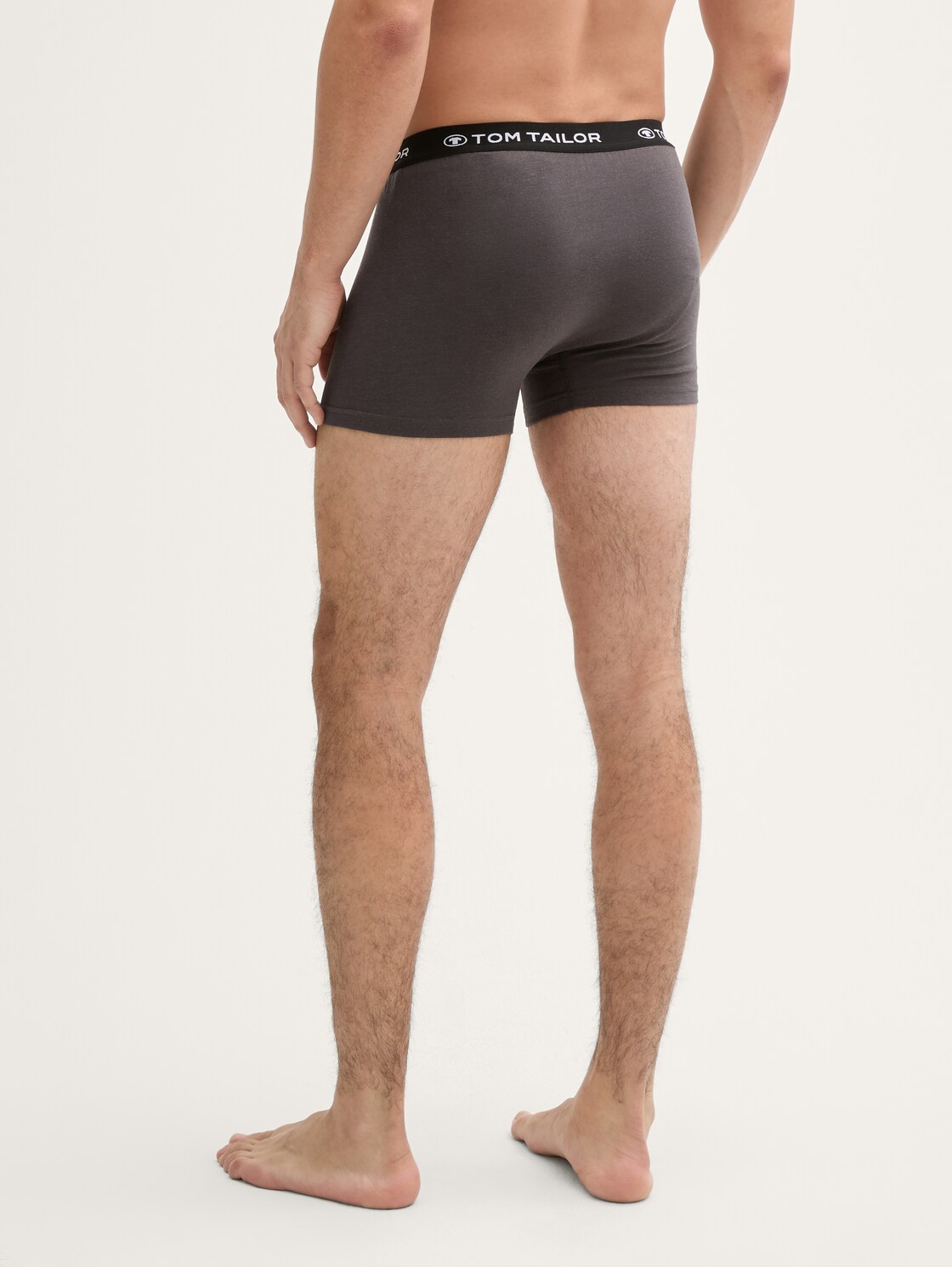 Boxershorts im 3er-Pack - grün-dunkel-melange - Auschnitt Model-Rückansicht