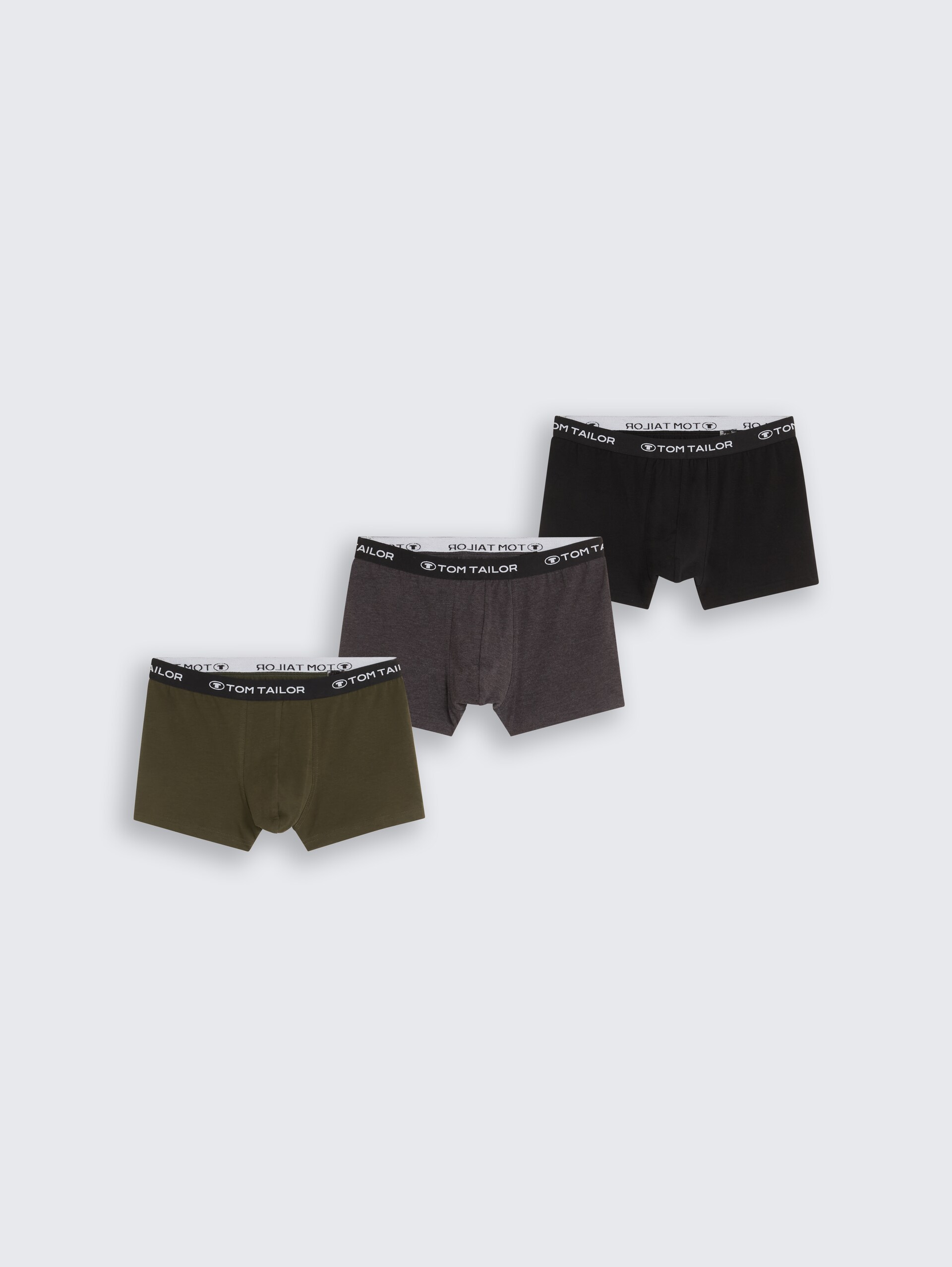 Boxershorts im 3er-Pack - grün-dunkel-melange - Vorder-Produkt-Ansicht