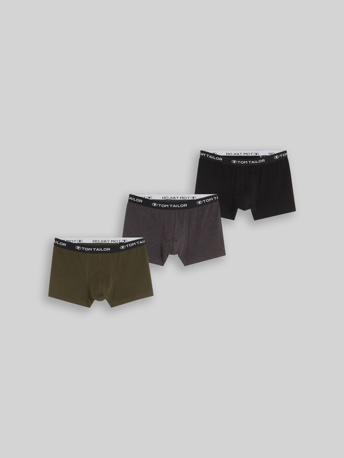 Short boxer shorts in a pack of 3 by Men, grün-dunkel-melange