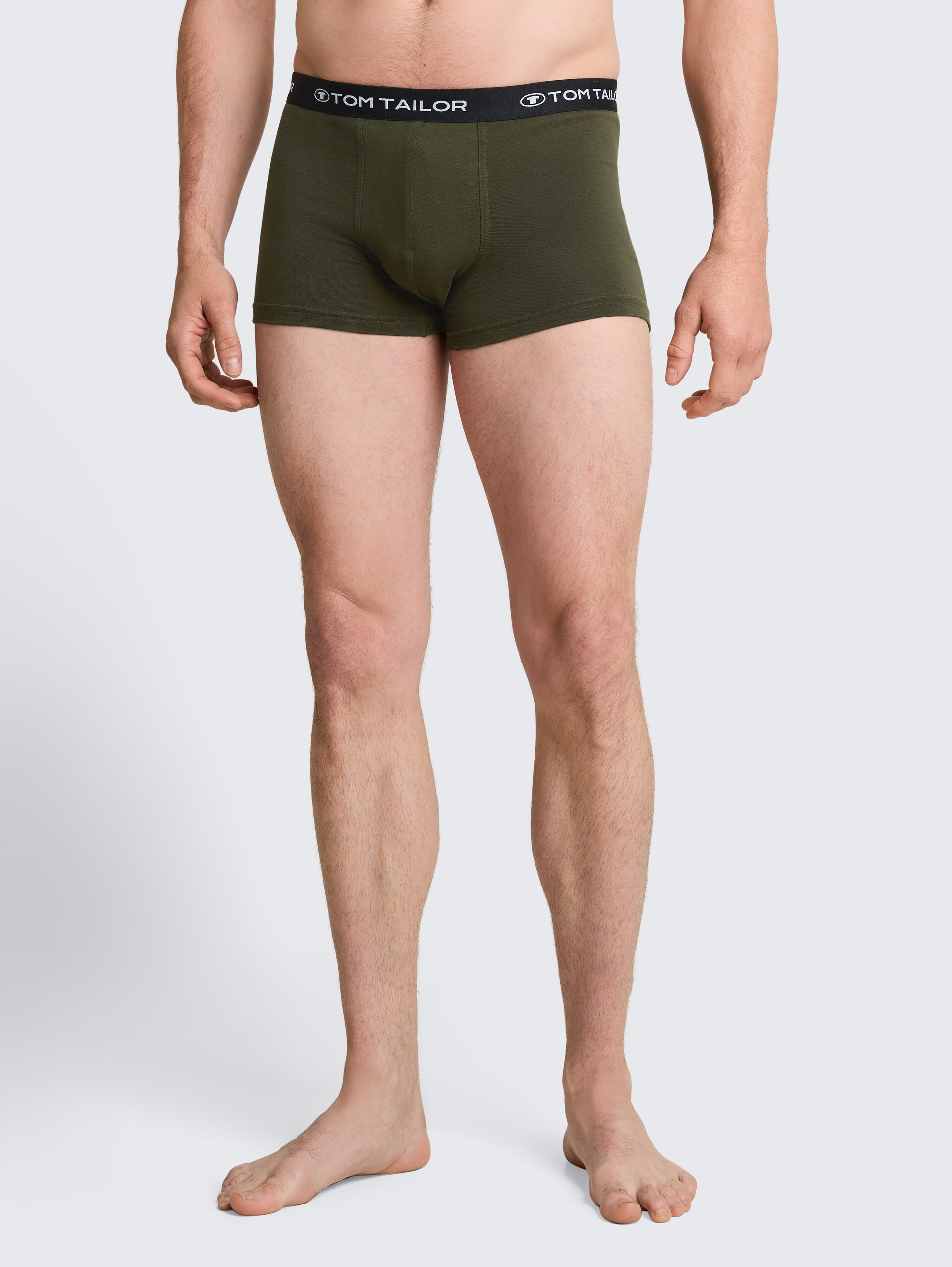 Boxershorts im 3er-Pack - grün-dunkel-melange - Ausschnitt Model-Vorderansicht