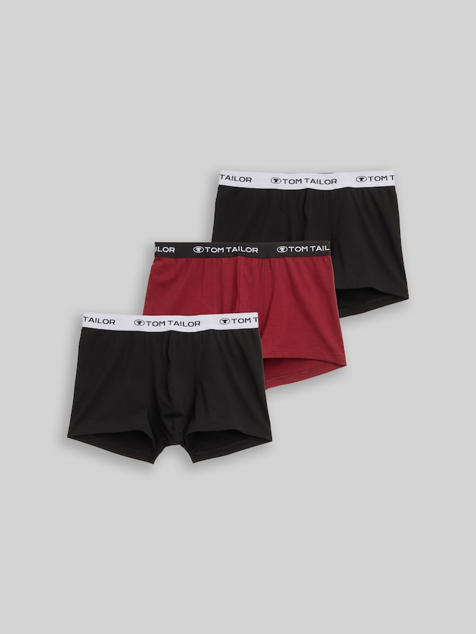 Korte boxershorts in een 3-pack door Men, red-dark-solid