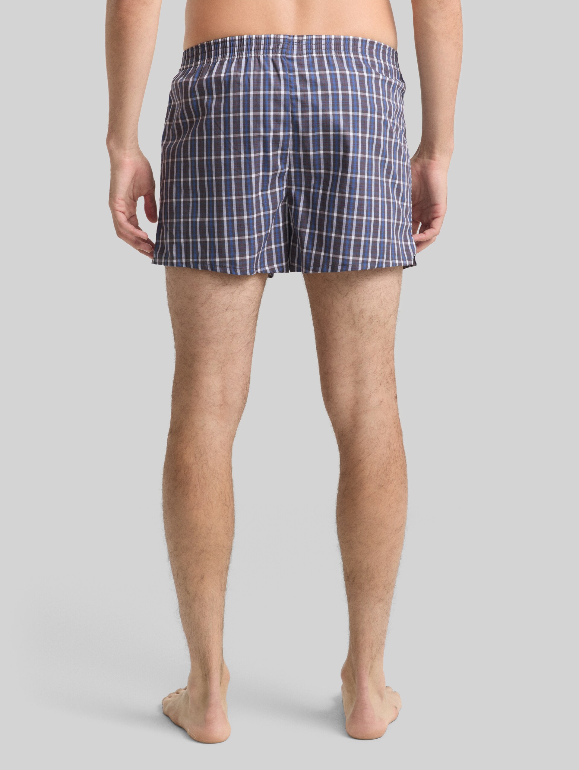 Katoenen boxershorts in een set van 2 - blue-dark-check - Neklijn model-achteraanzicht