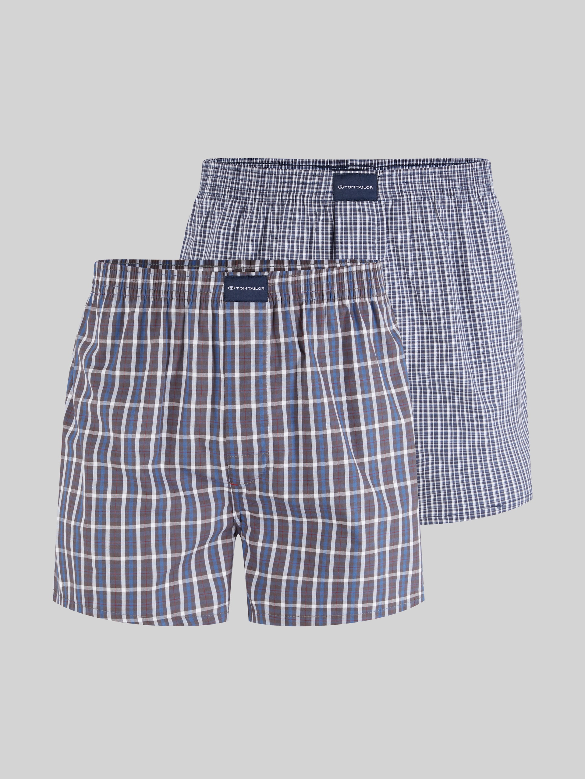 Katoenen boxershorts in een set van 2 - blue-dark-check - Product vooraanzicht