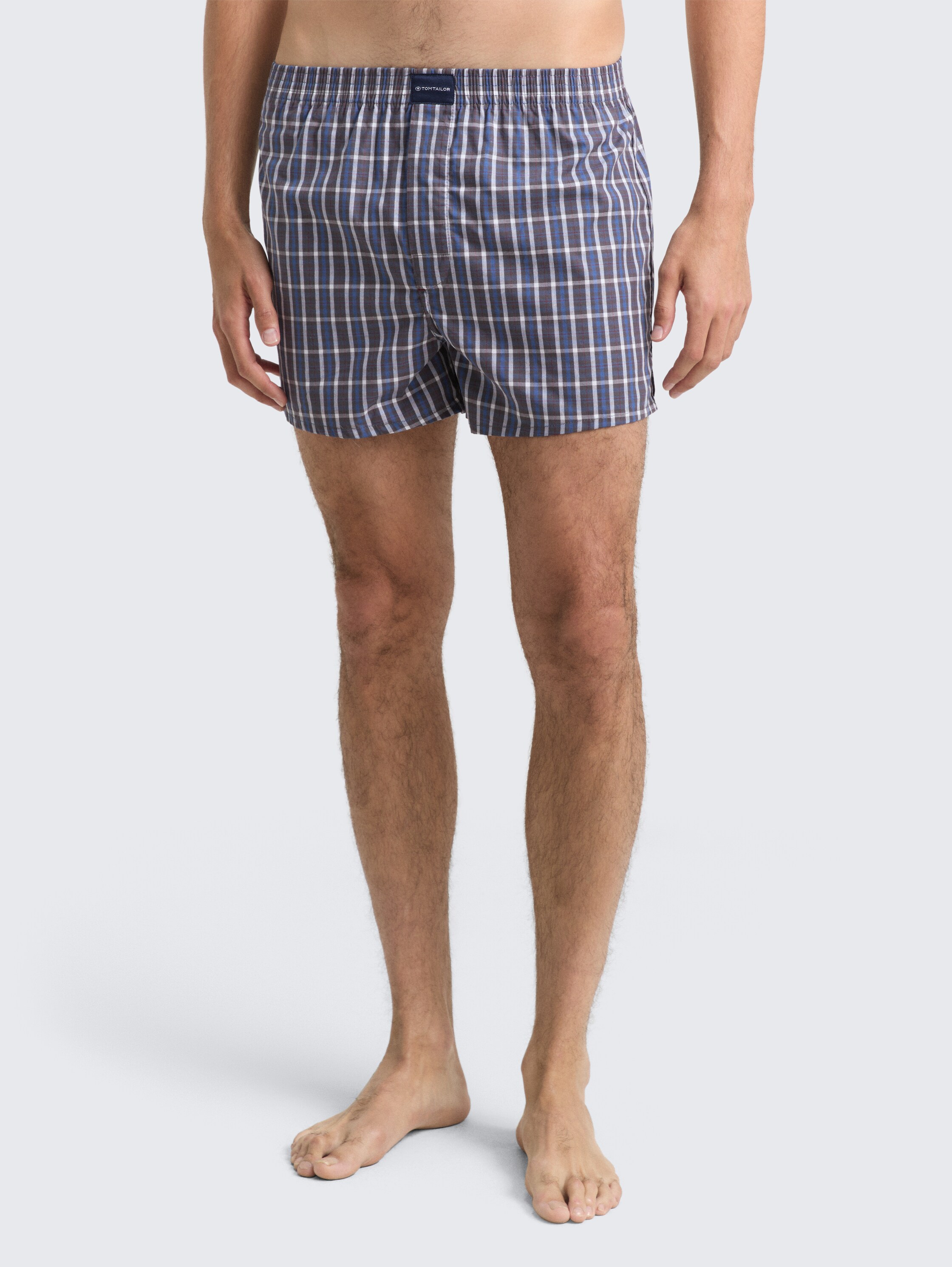 Halflange katoenen boxershorts in een 2-pack - bluedarkcheck - 