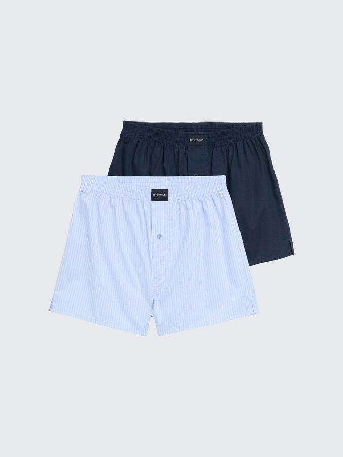 Cotton boxer shorts in a pack of 2 by Men, blue-light-stripe