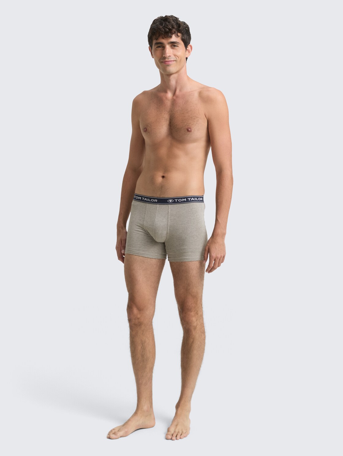 Mittellange Boxershorts im 3er-Pack - navy-melange-white - Model-Vorderansicht