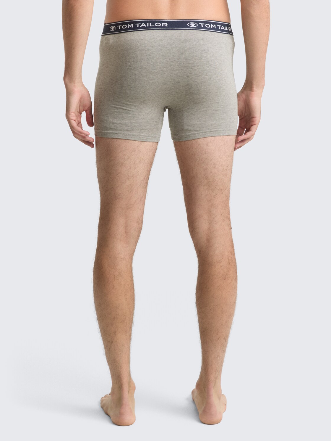 Mittellange Boxershorts im 3er-Pack - navy-melange-white - Auschnitt Model-Rückansicht