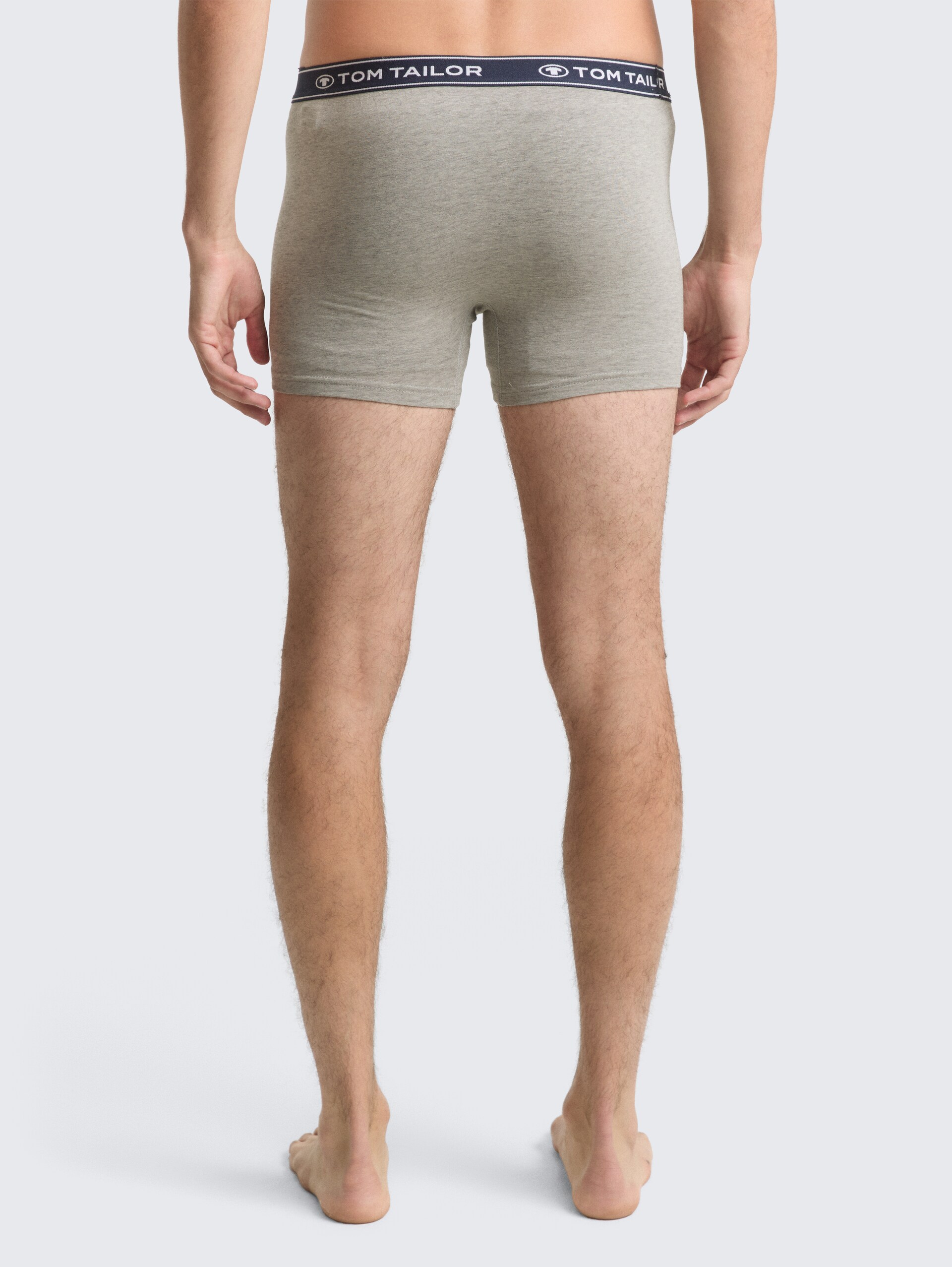 Mittellange Boxershorts im 3er-Pack - navy-melange-white - Auschnitt Model-Rückansicht