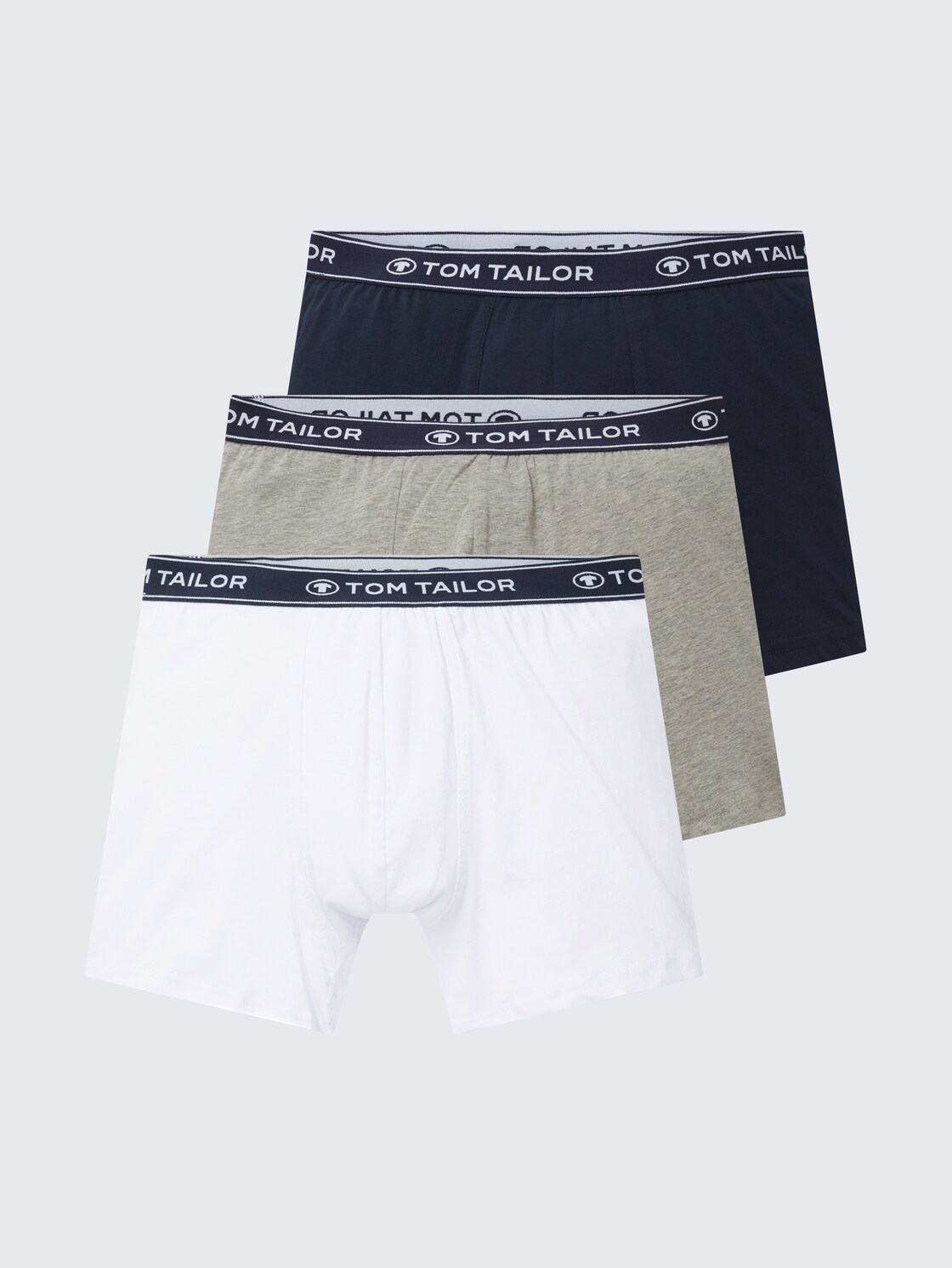 Mittellange Boxershorts im 3er-Pack - navy-melange-white