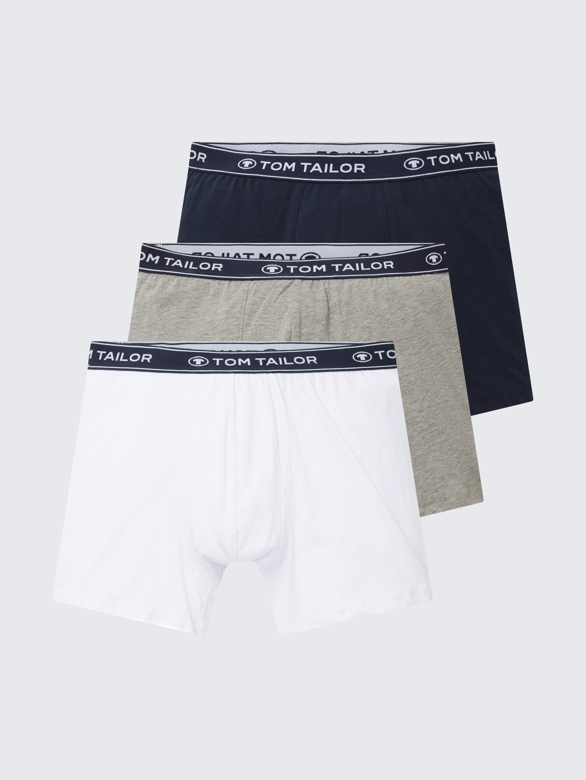 Mittellange Boxershorts im 3er-Pack - navy-melange-white