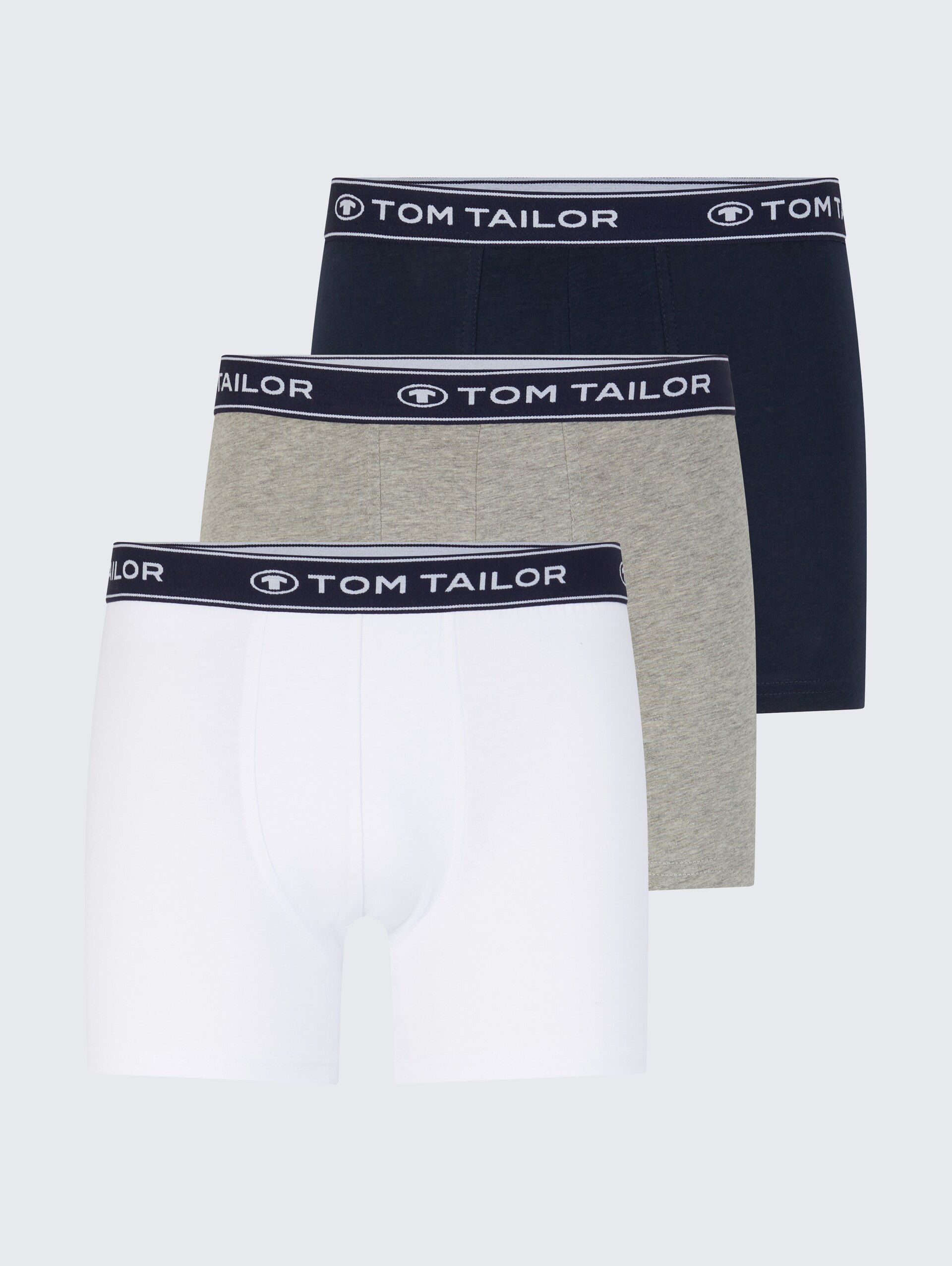 Mittellange Boxershorts im 3er-Pack - navy-melange-white - Vorder-Produkt-Ansicht