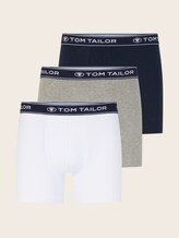 Medium-length boxer shorts in a 3-pack - navy-melange-white - Front product view