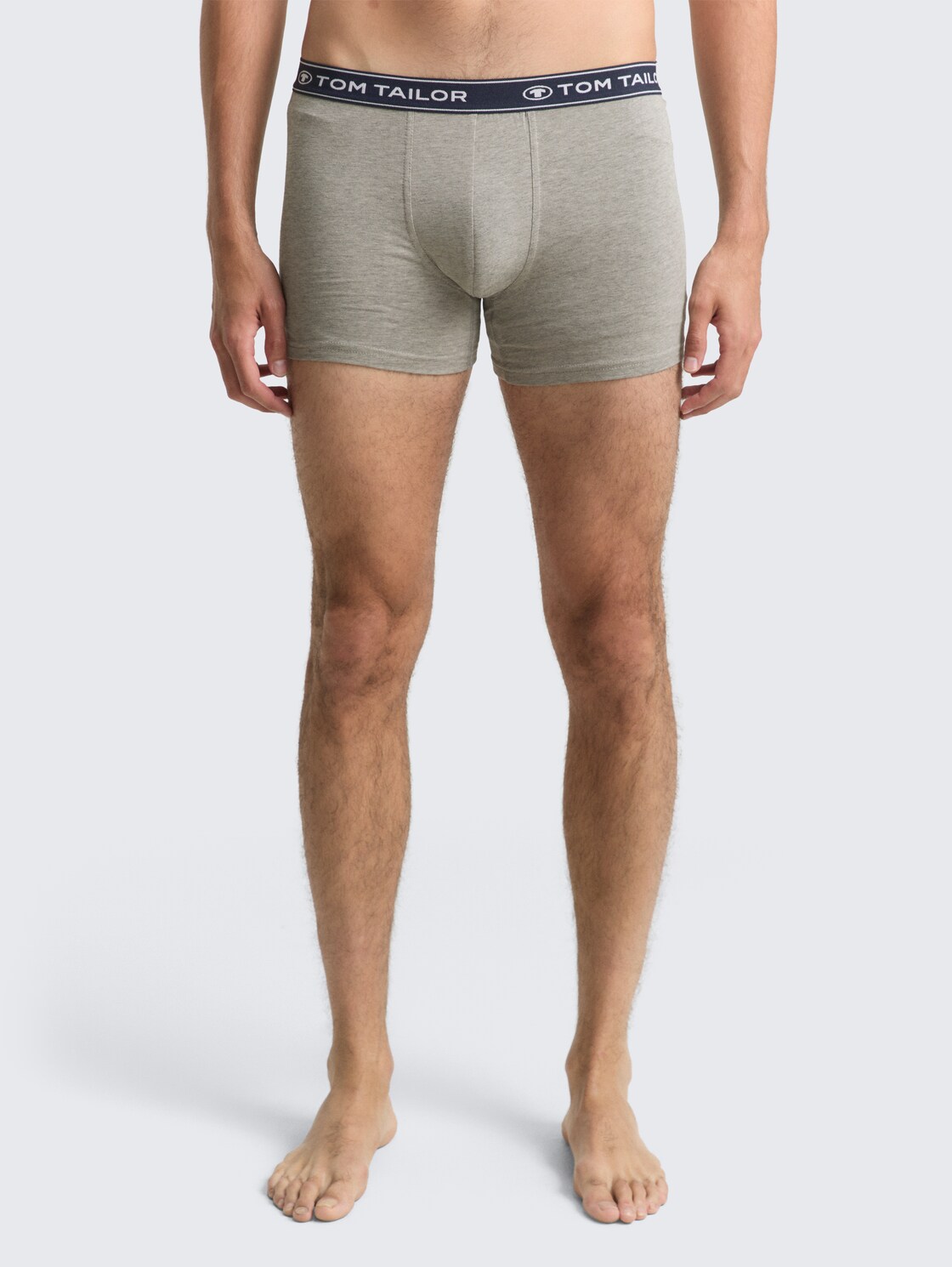 Mittellange Boxershorts im 3er-Pack - navy-melange-white - Ausschnitt Model-Vorderansicht