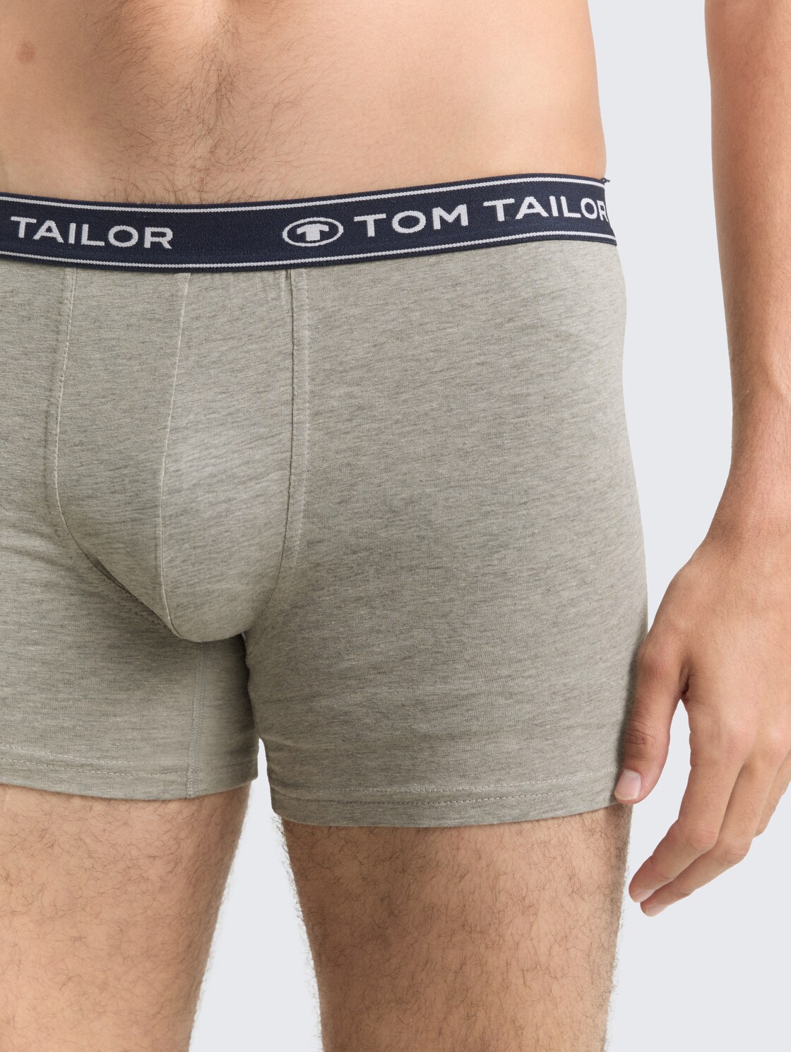 Mittellange Boxershorts im 3er-Pack - navy-melange-white - Detail-Model-Ansicht