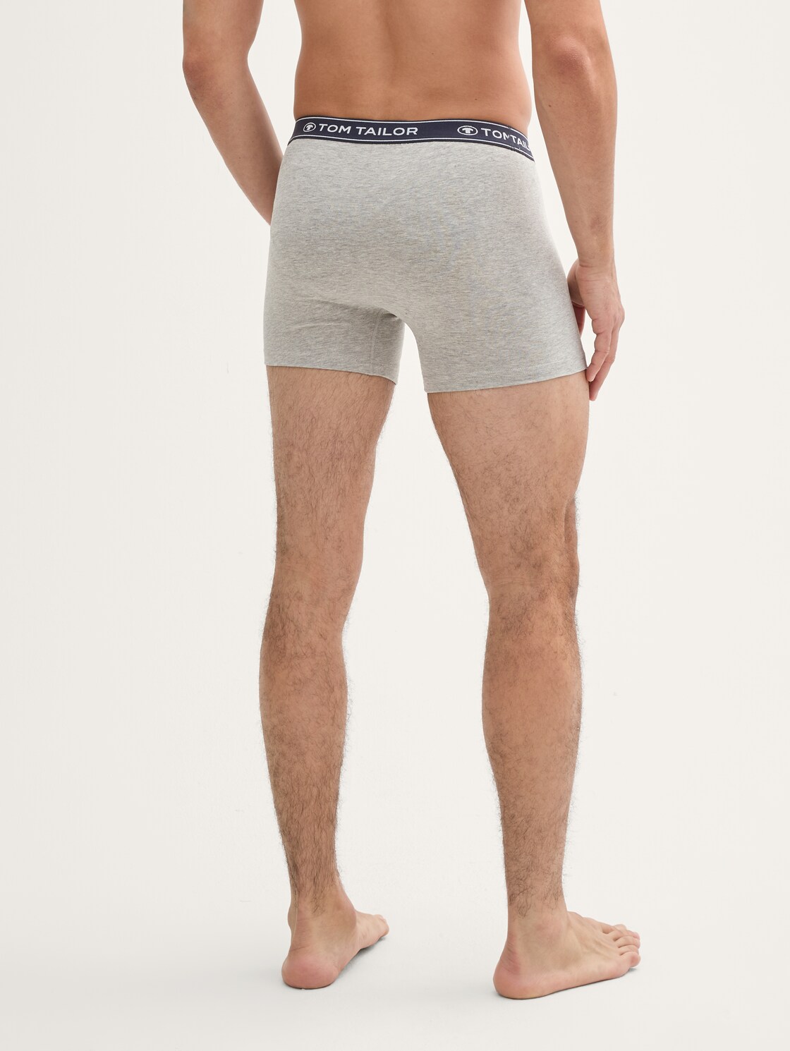 Mittellange Boxershorts im 3er-Pack - blau-mittel-melange - Auschnitt Model-Rückansicht