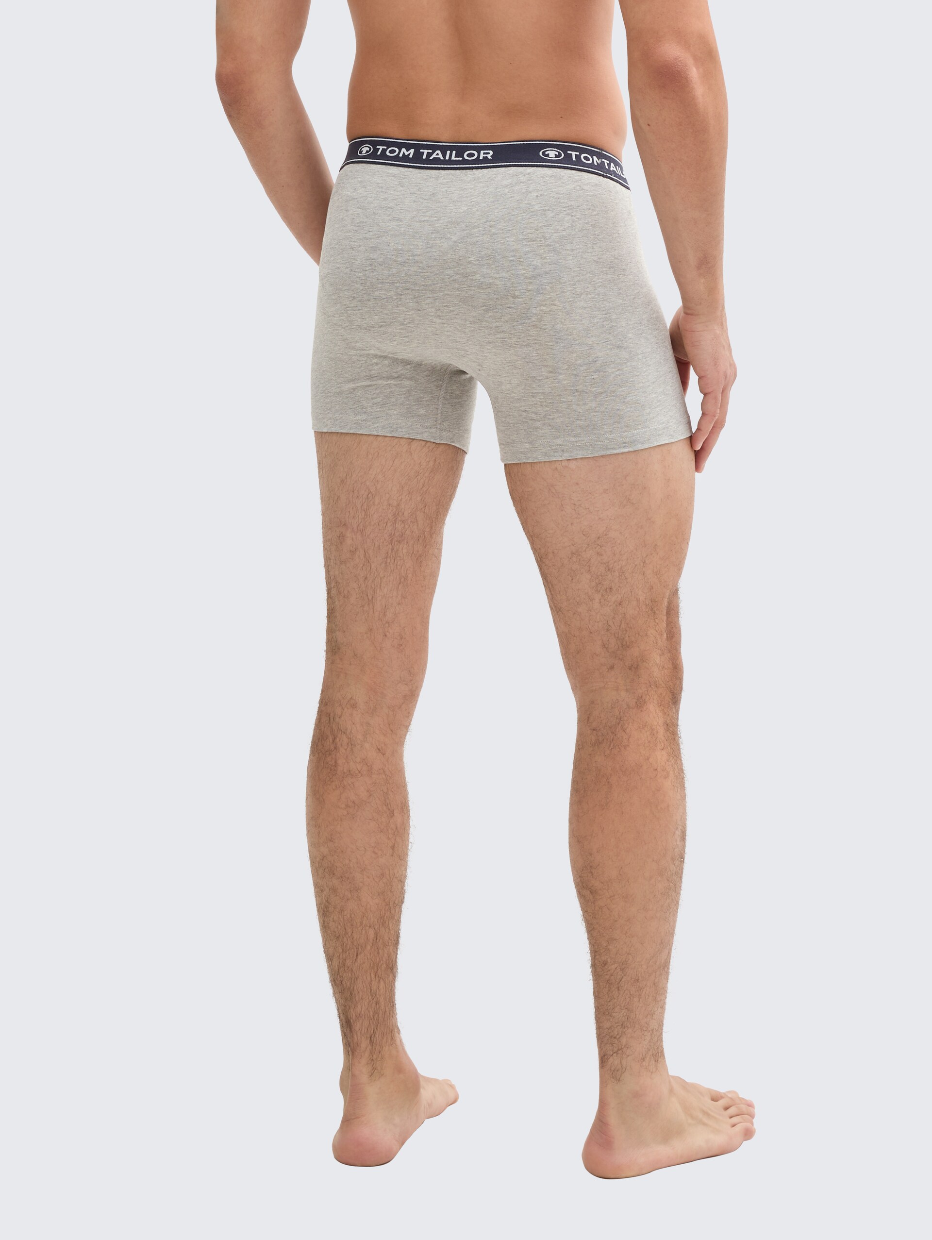Mittellange Boxershorts im 3er-Pack - blau-mittel-melange - Auschnitt Model-Rückansicht
