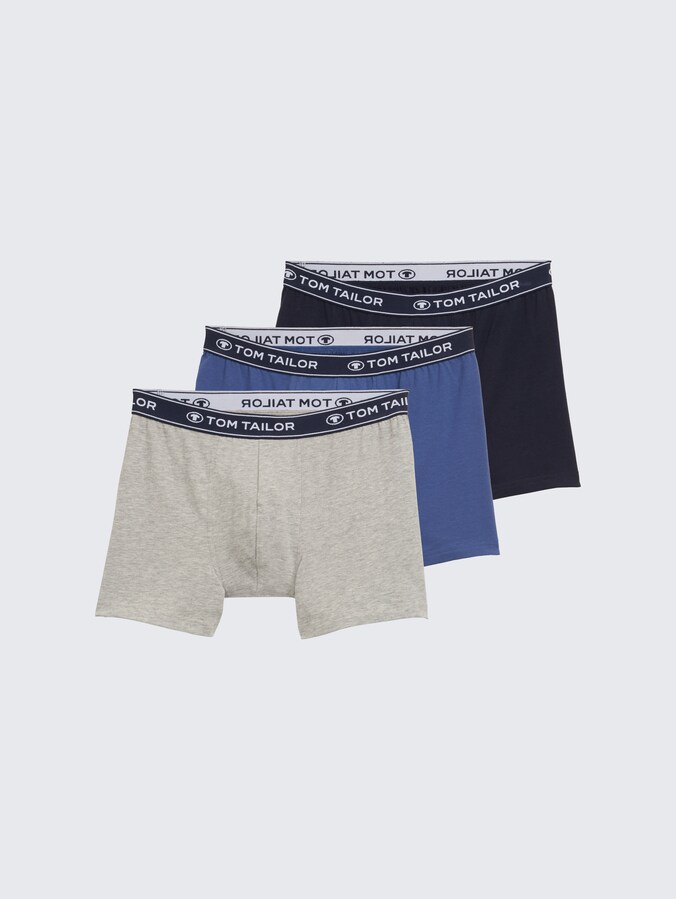 Medium-length boxer shorts in a 3-pack by Men, blau-mittel-melange