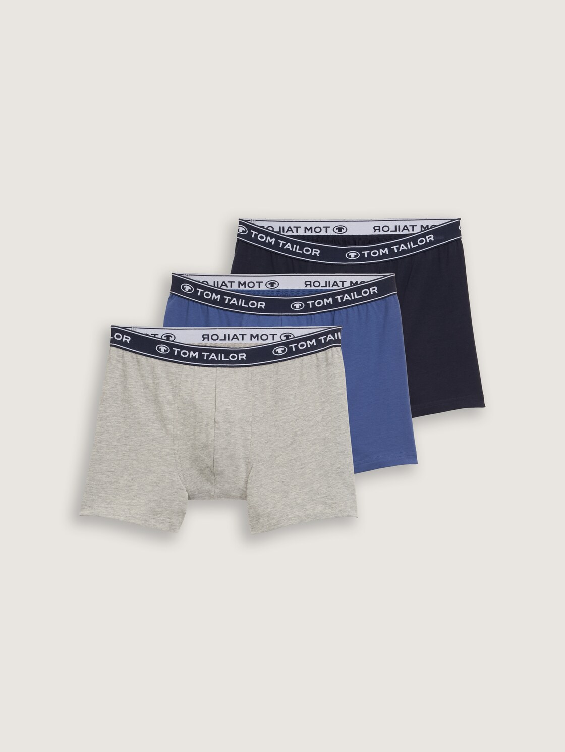 Mittellange Boxershorts im 3er-Pack - blau-mittel-melange - Vorder-Produkt-Ansicht