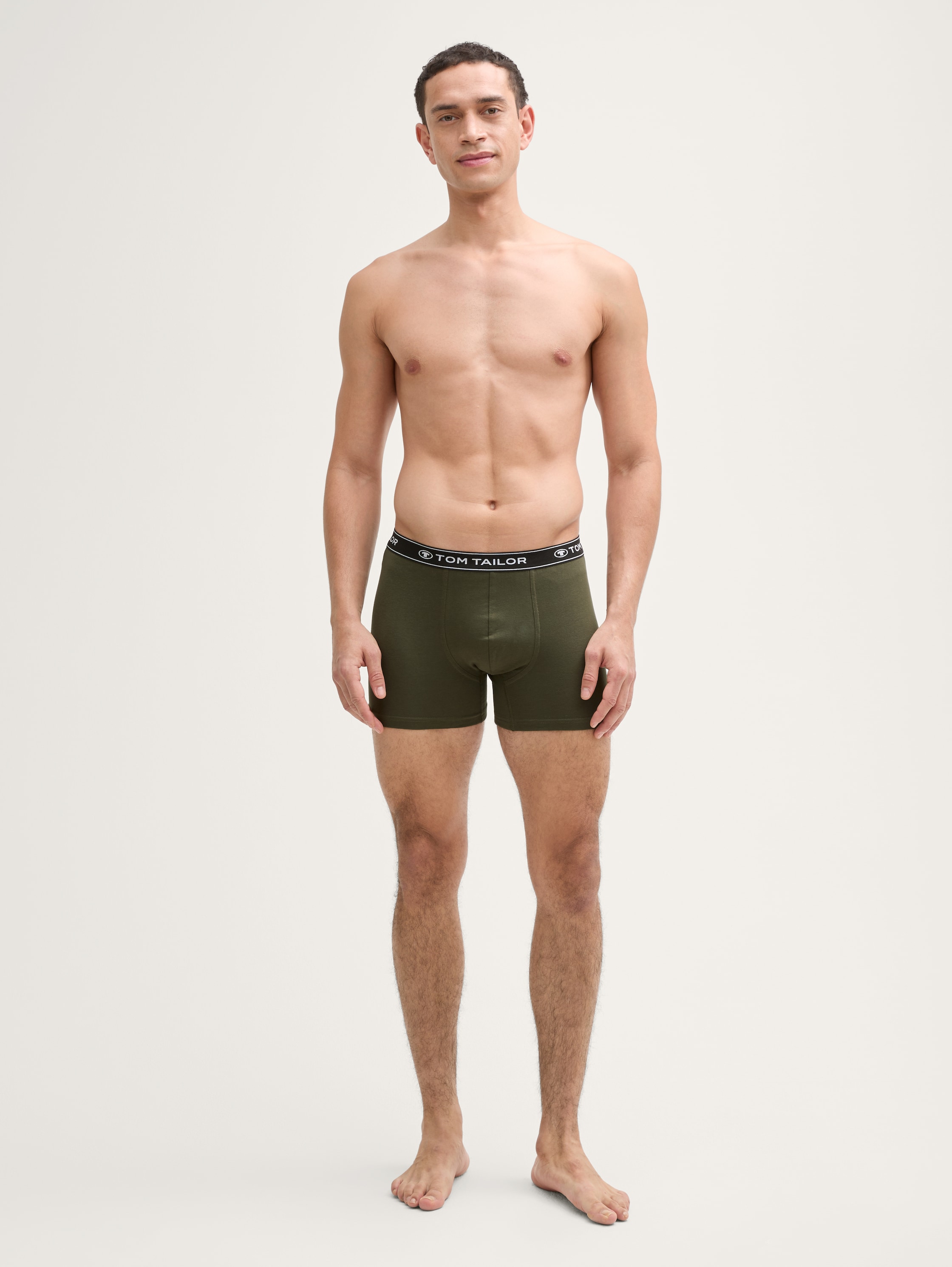 Mittellange Boxershorts im 3er-Pack - green_melange - 