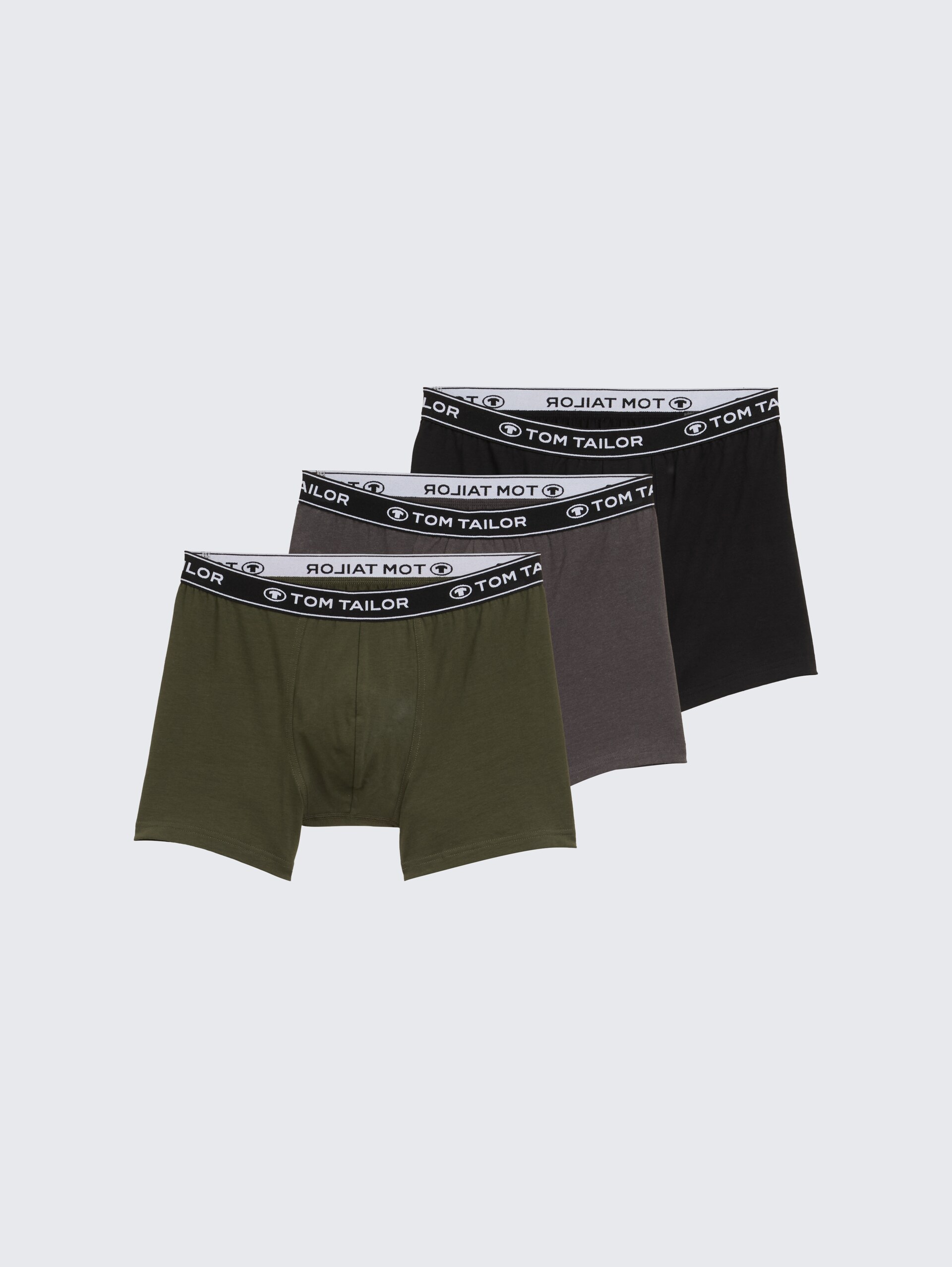 Mittellange Boxershorts im 3er-Pack - green melange - Vorder-Produkt-Ansicht