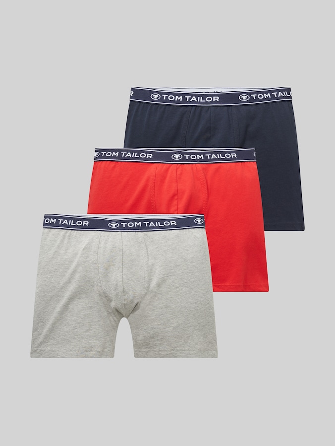 Medium-length boxer shorts in a 3-pack by Men, red-medium-solid