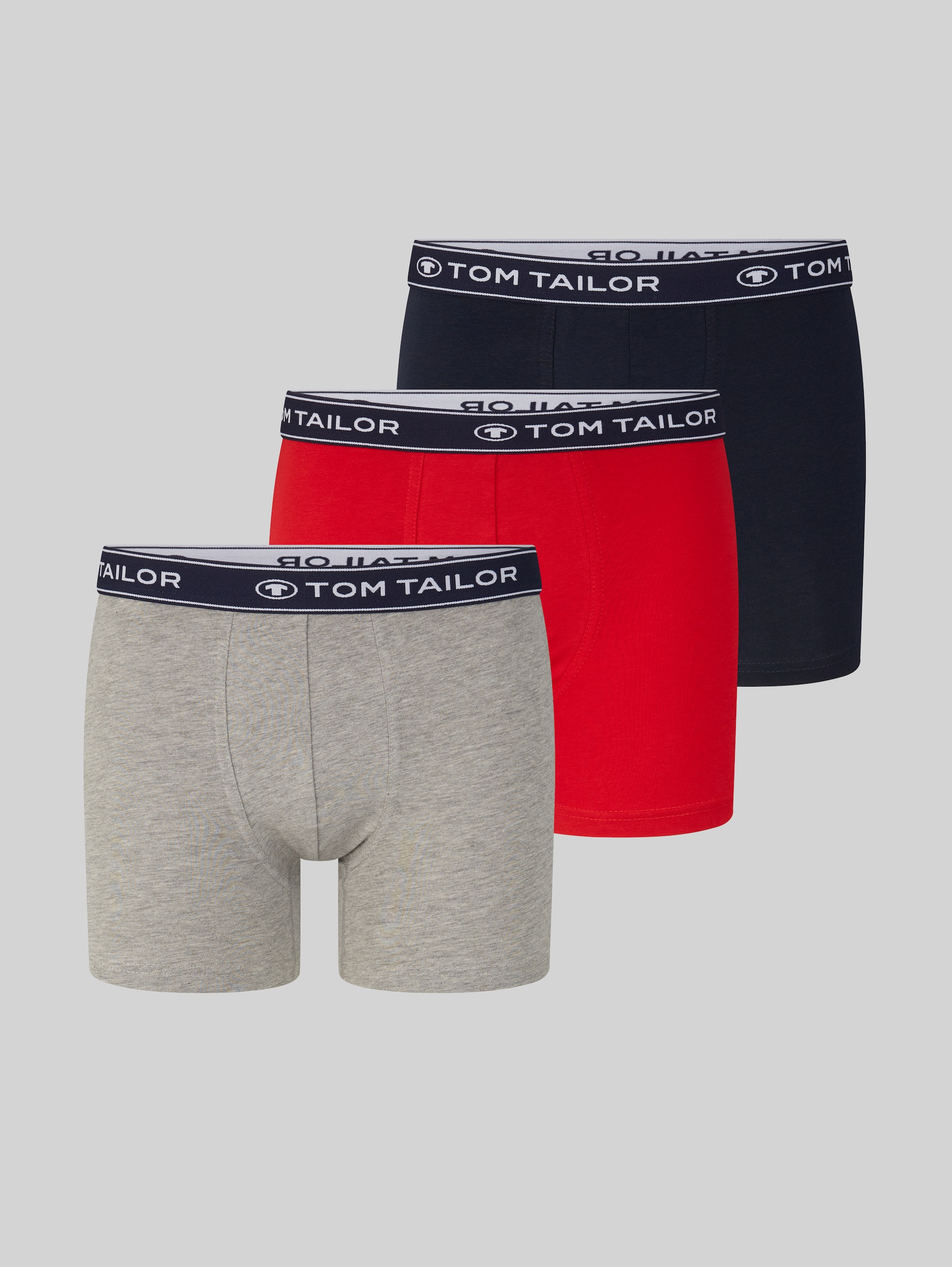 Medium-length boxer shorts in a 3-pack - red-medium-solid - Front product view