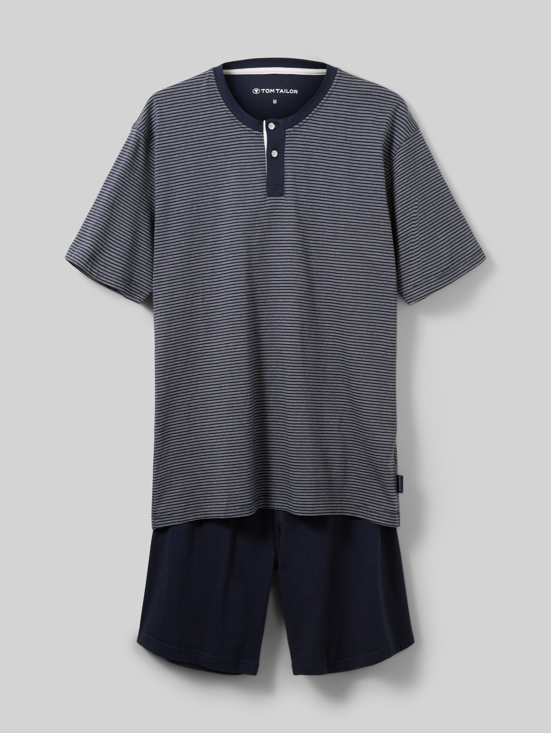 Pyjama-Set aus Baumwolle - blue-dark-horizontal stripe