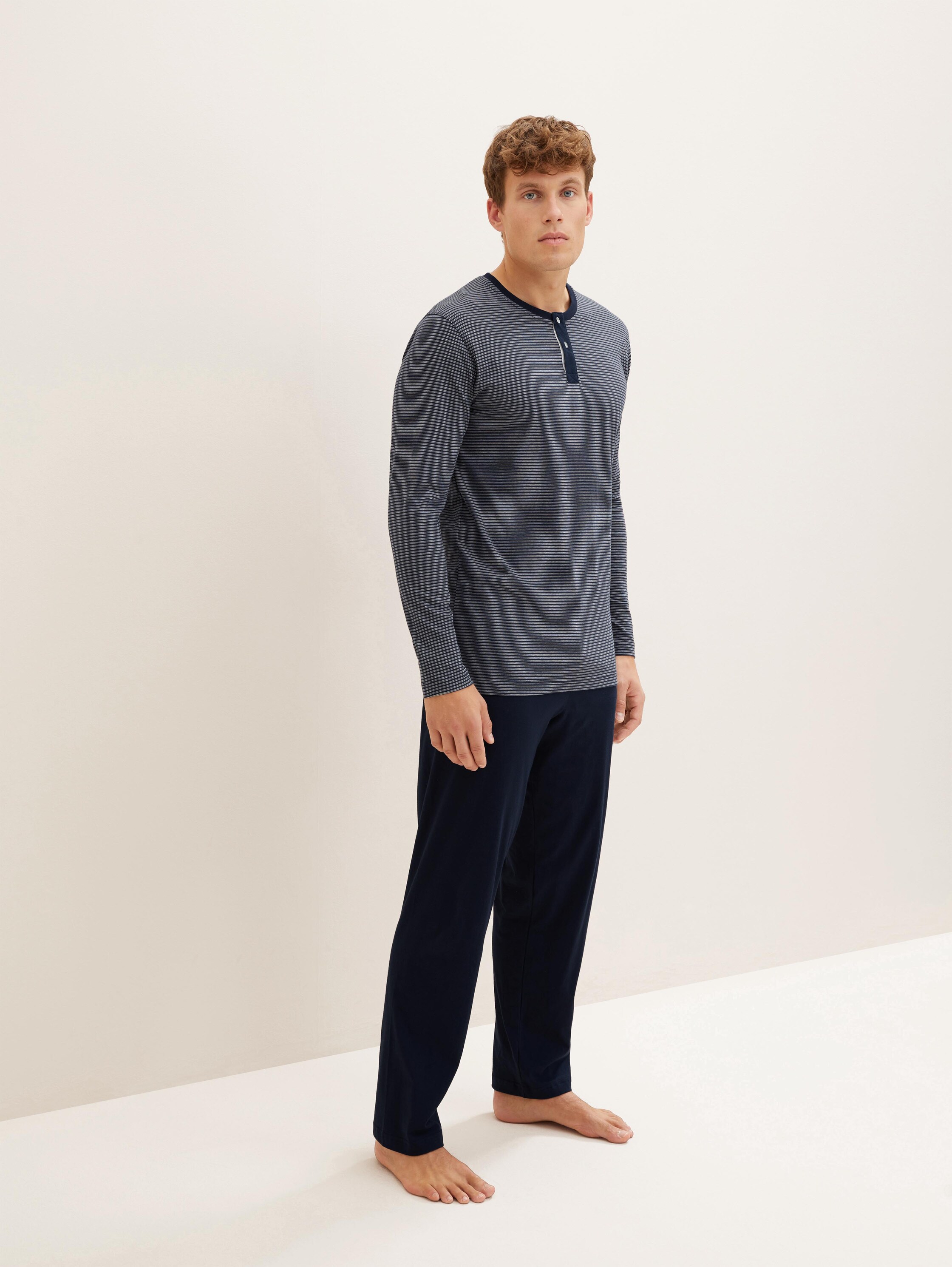 Pyjama-Set aus Baumwolle - bluedarkhorizontal_stripe - 