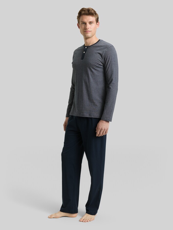 Pyjama-Set aus Baumwolle von Men, blue-dark-horizontal stripe