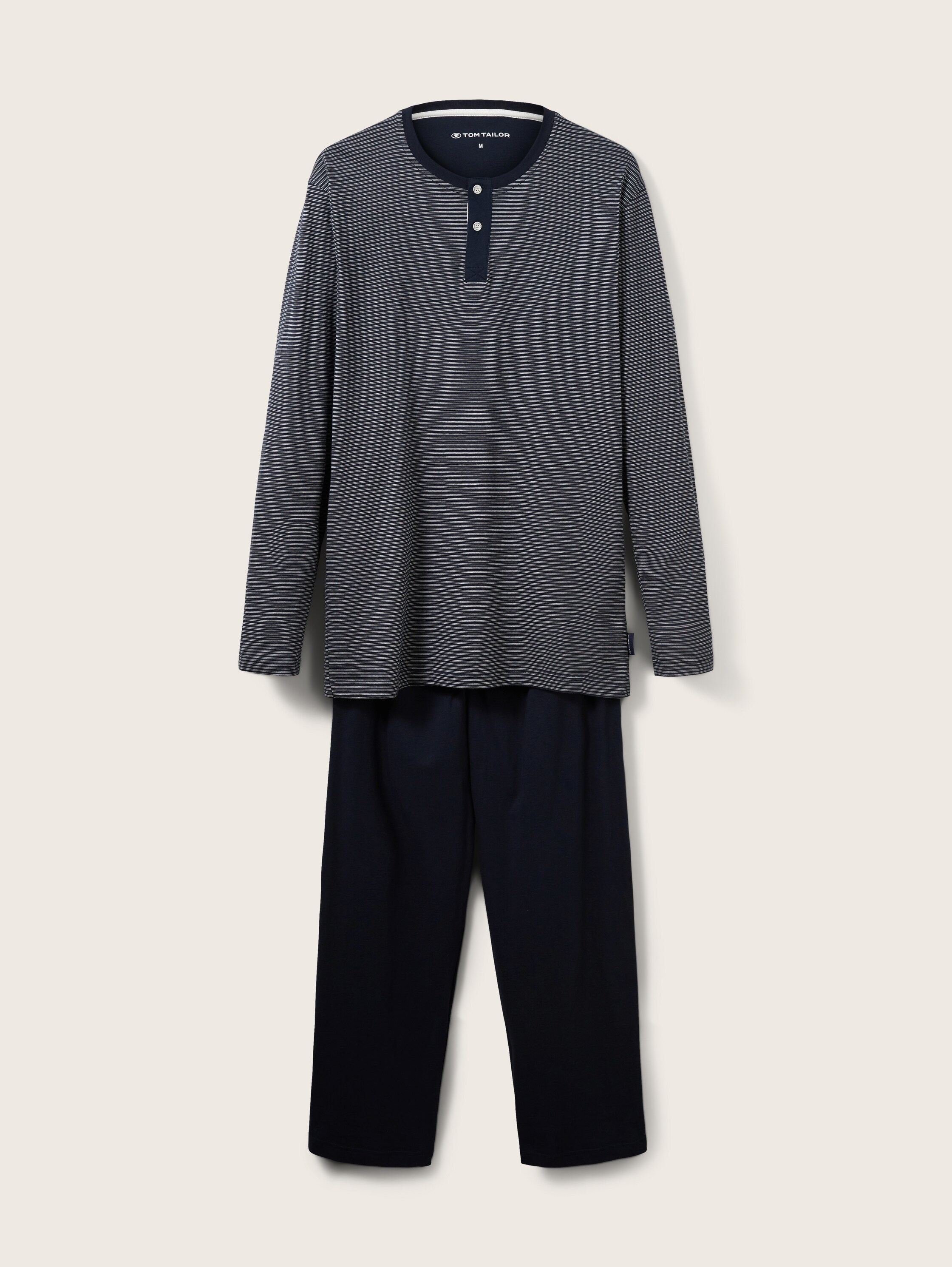 Pyjama-Set aus Baumwolle - bluedarkhorizontal_stripe - 