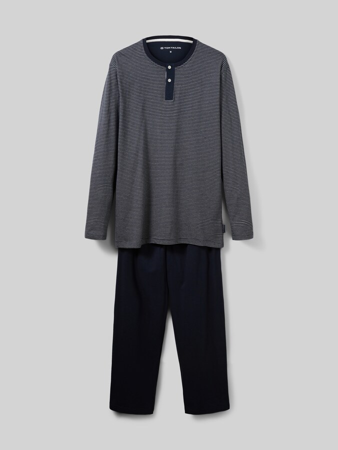 Katoenen pyjamaset door Men, blue-dark-horizontal stripe