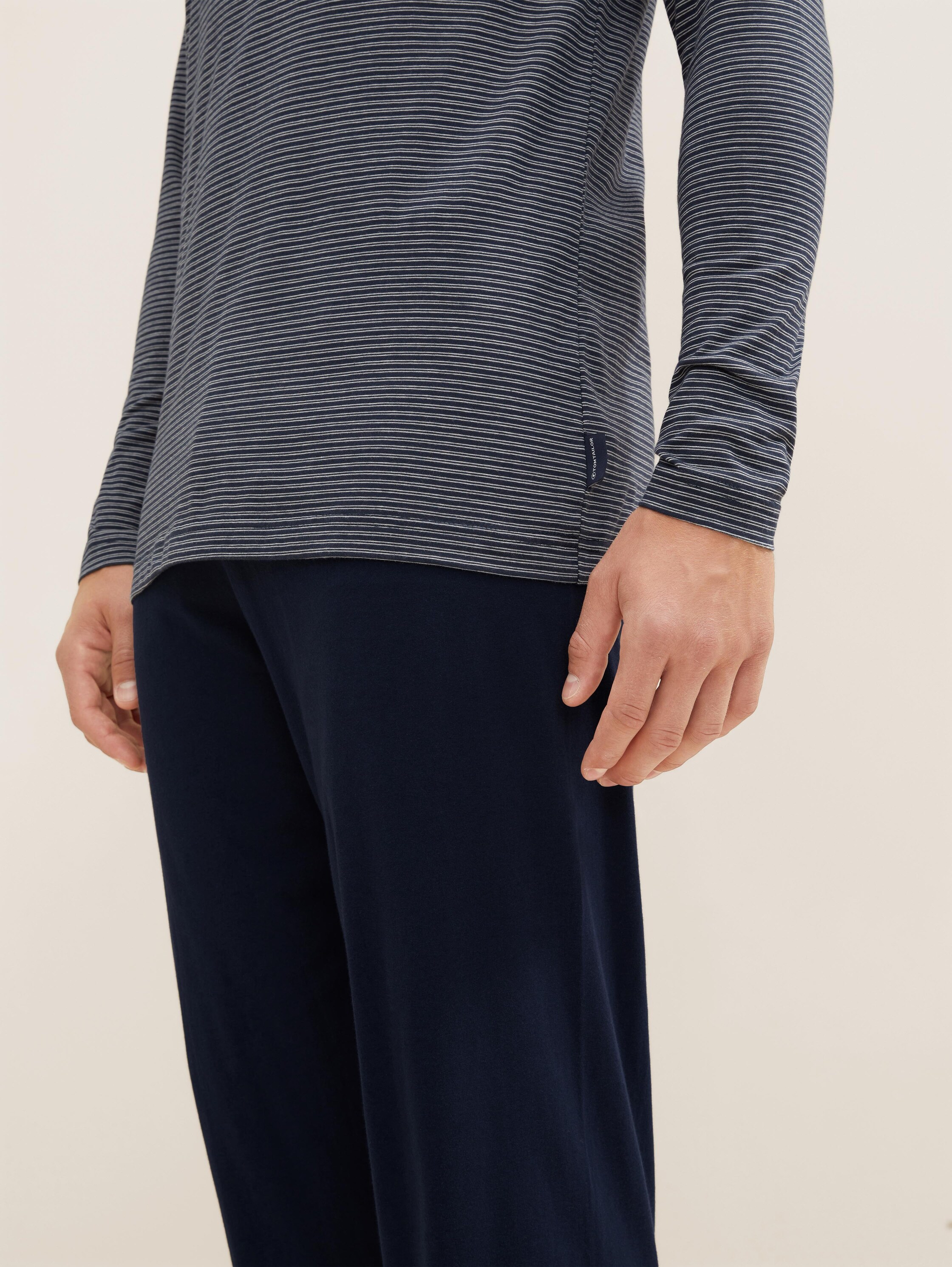 Pyjama-Set aus Baumwolle - bluedarkhorizontal_stripe - 