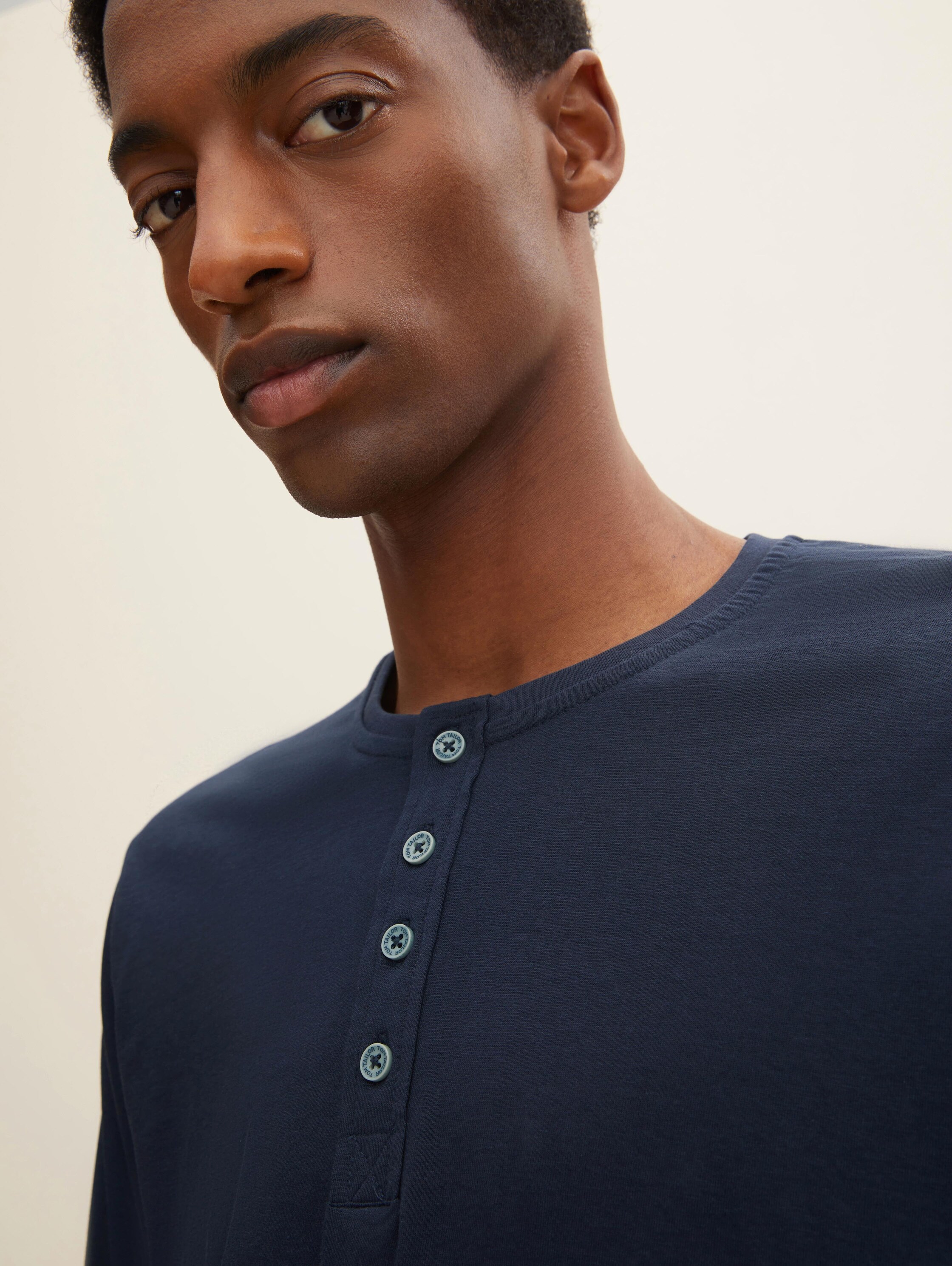 Pyjamashirt met lange mouwen van katoen - bluedarksolid - 