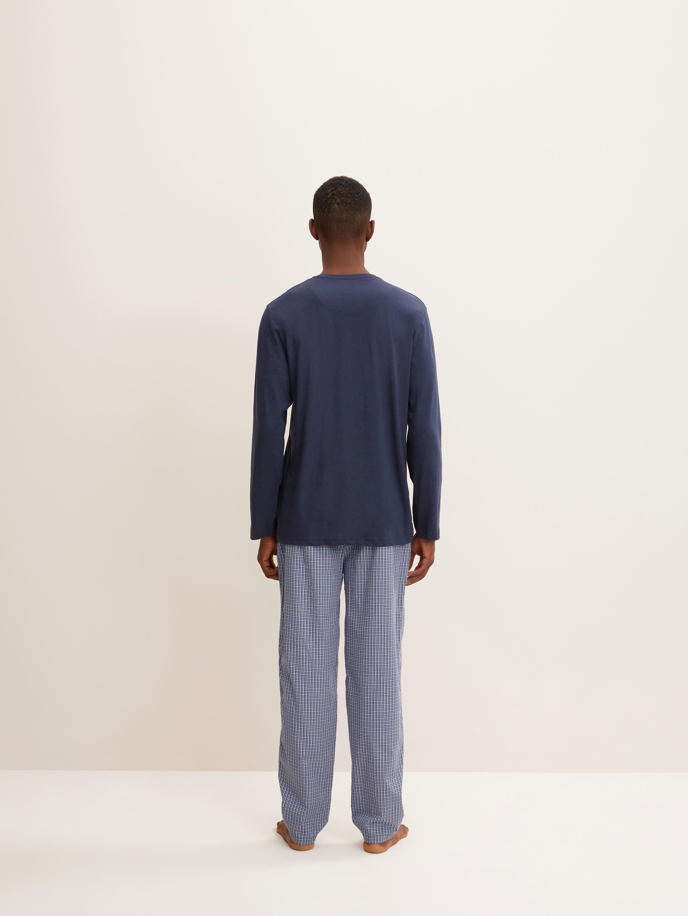 Pyjamashirt met lange mouwen van katoen - bluedarksolid - 