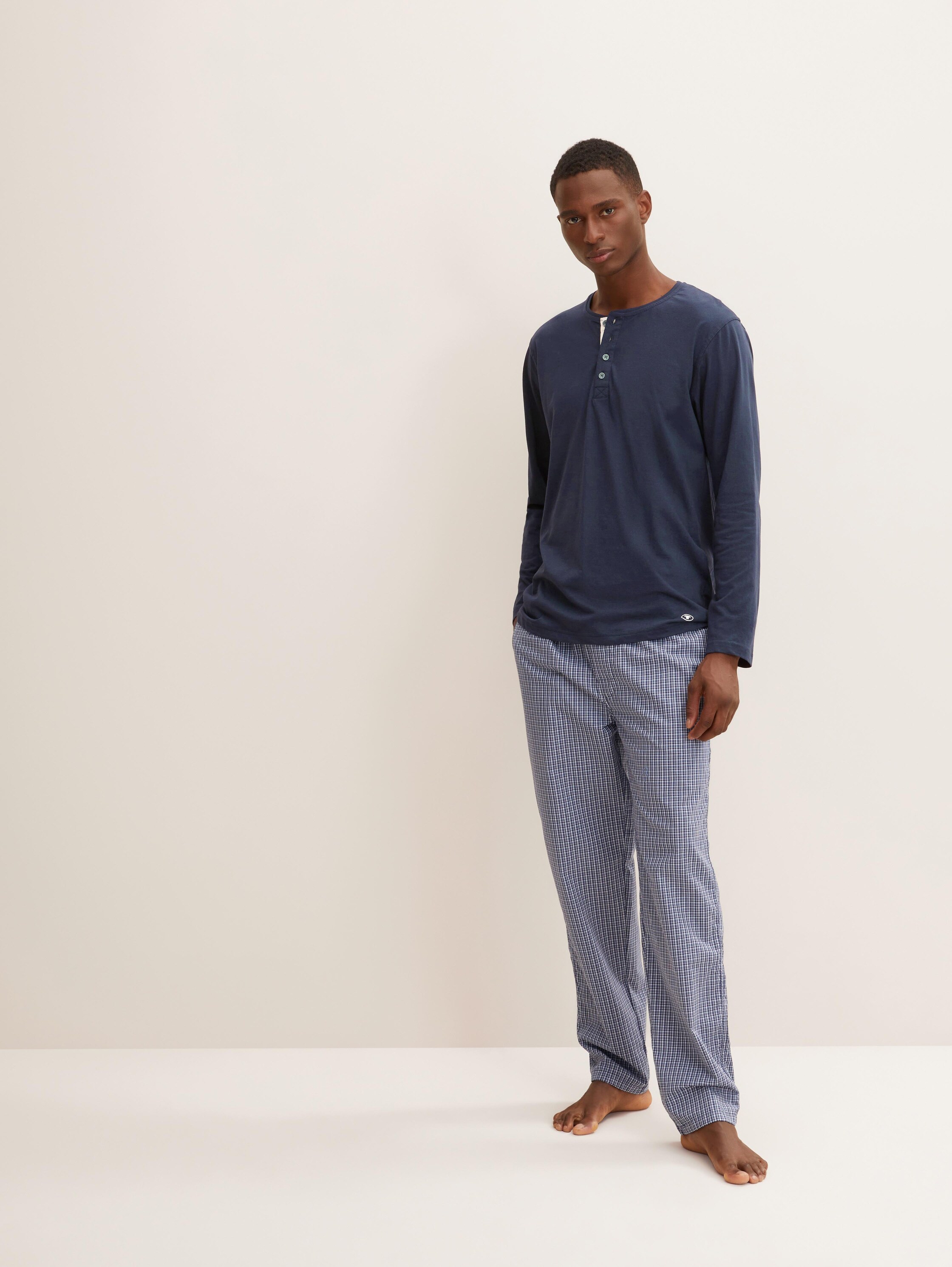 Pyjamashirt met lange mouwen van katoen - bluedarksolid - 