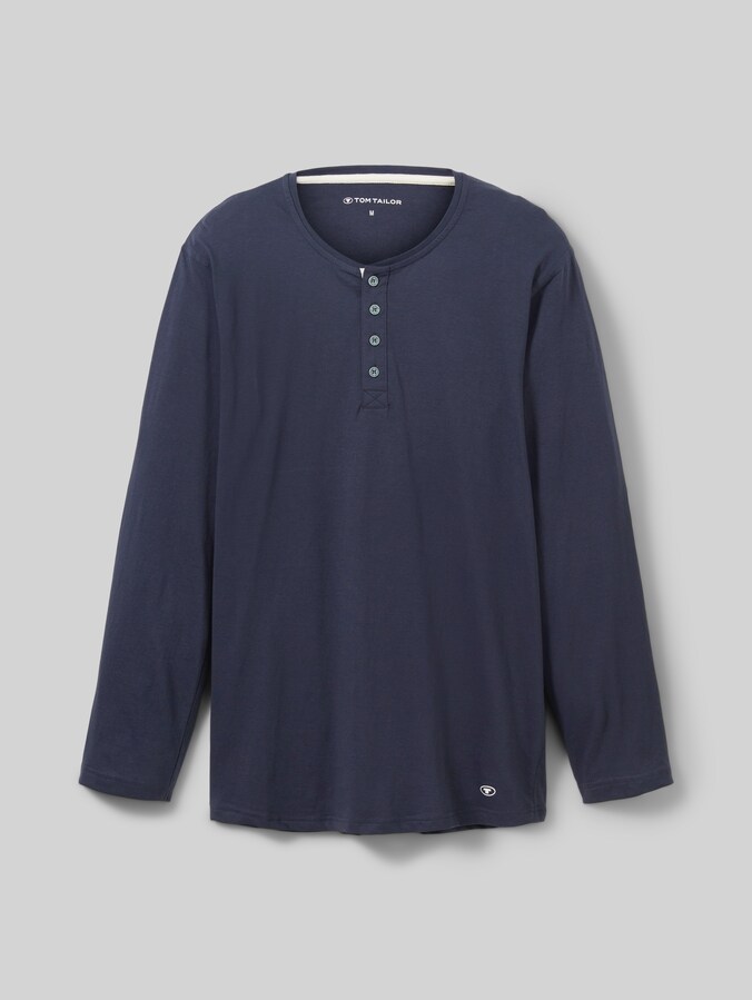 Pyjamashirt met lange mouwen van katoen door Men, blue-dark-solid
