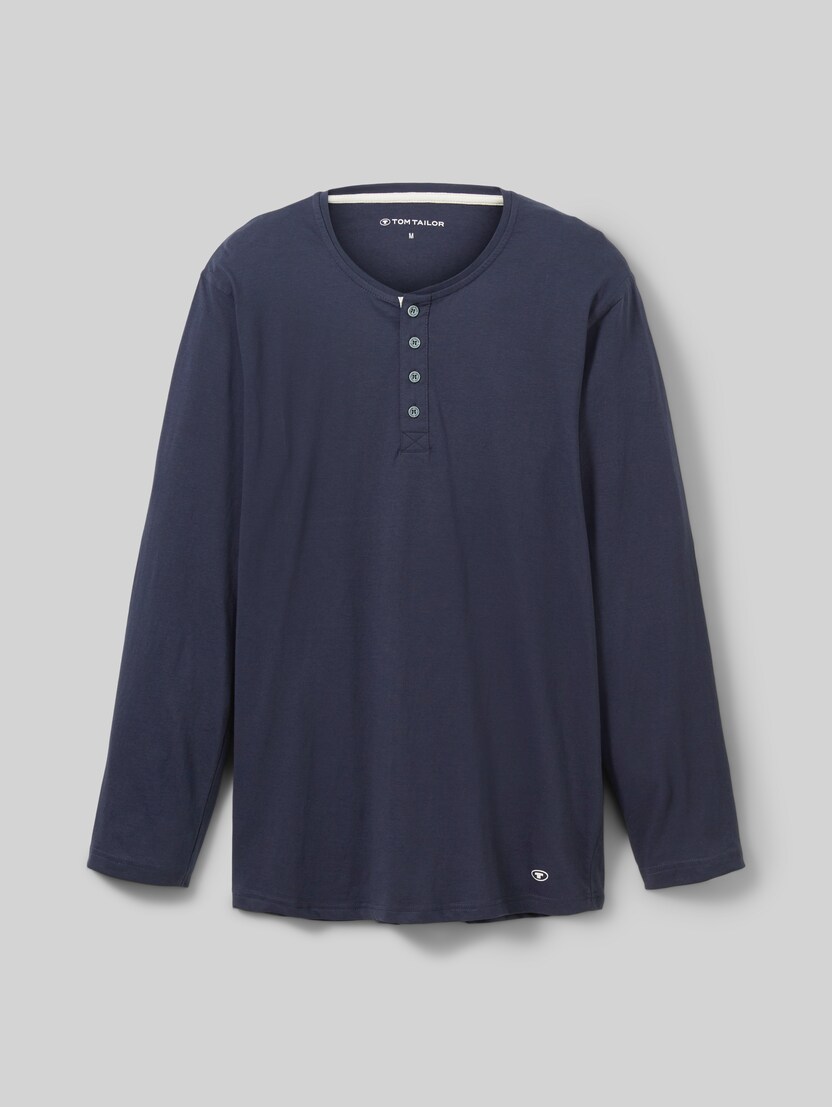 Pyjamashirt met lange mouwen van katoen door Men, blue-dark-solid
