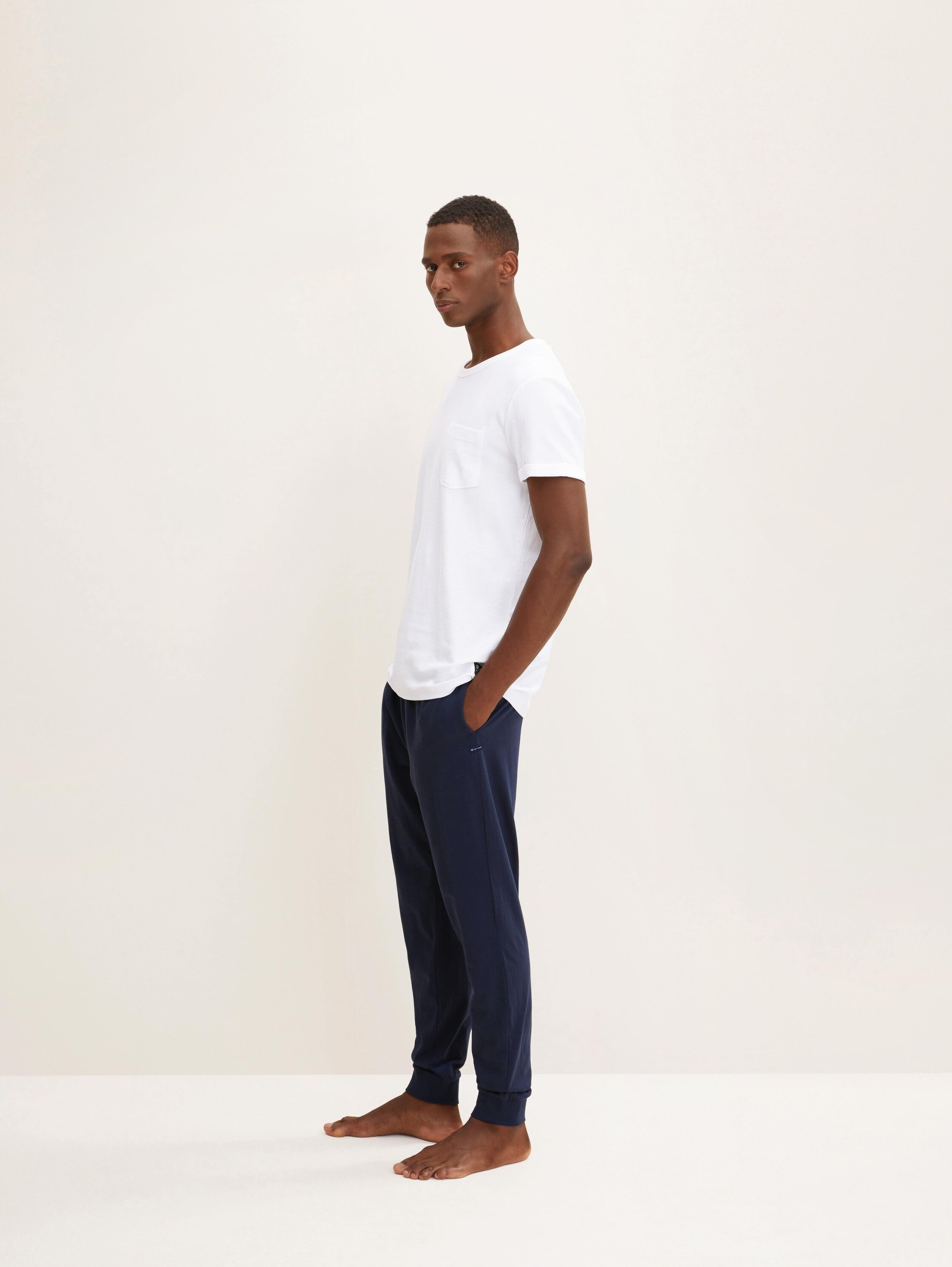 Pyjama-Hose aus Baumwolle - bluedarksolid - 