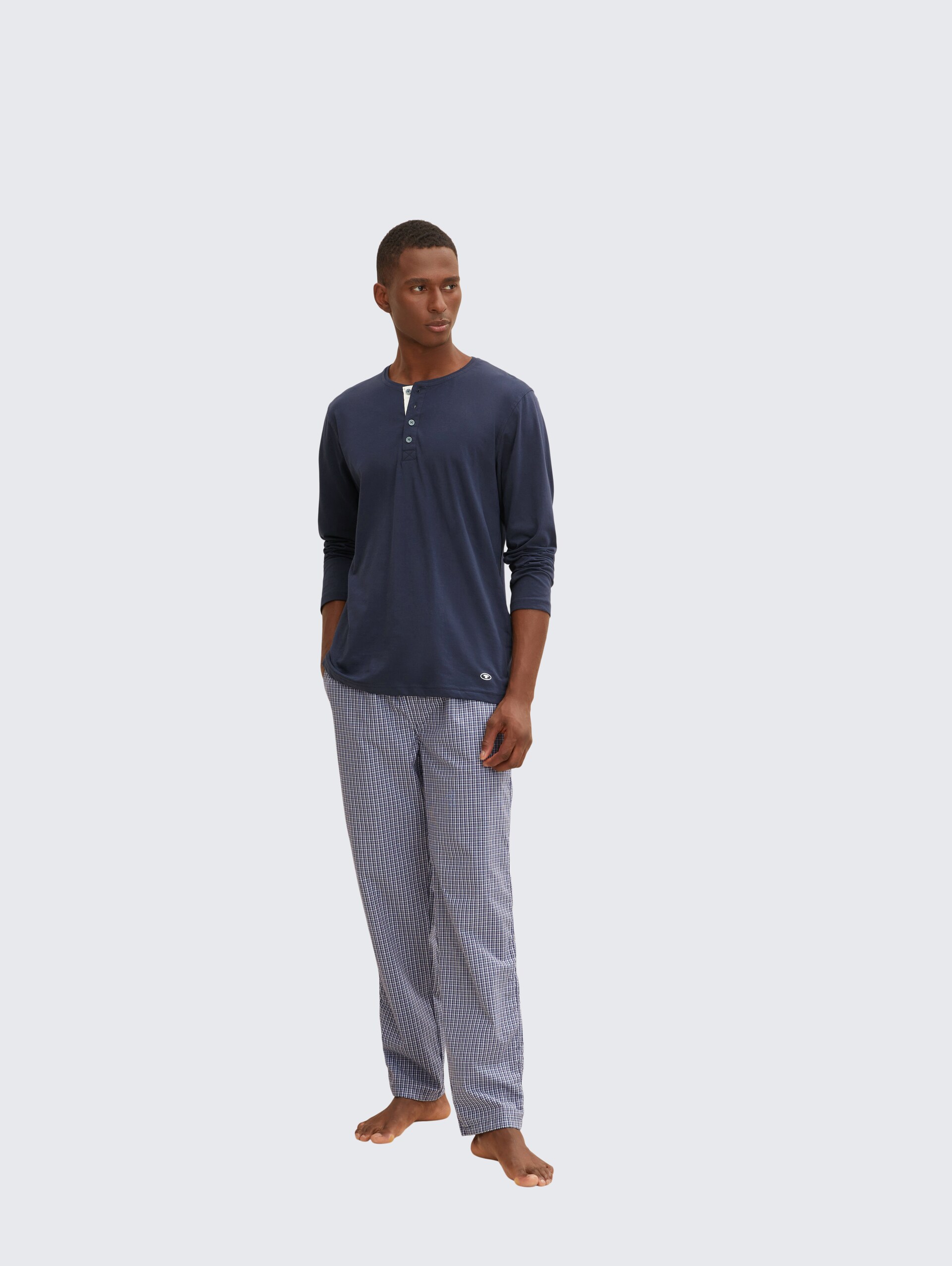 Pyjama-Hose aus Baumwolle mit Karomuster - blue-medium-check