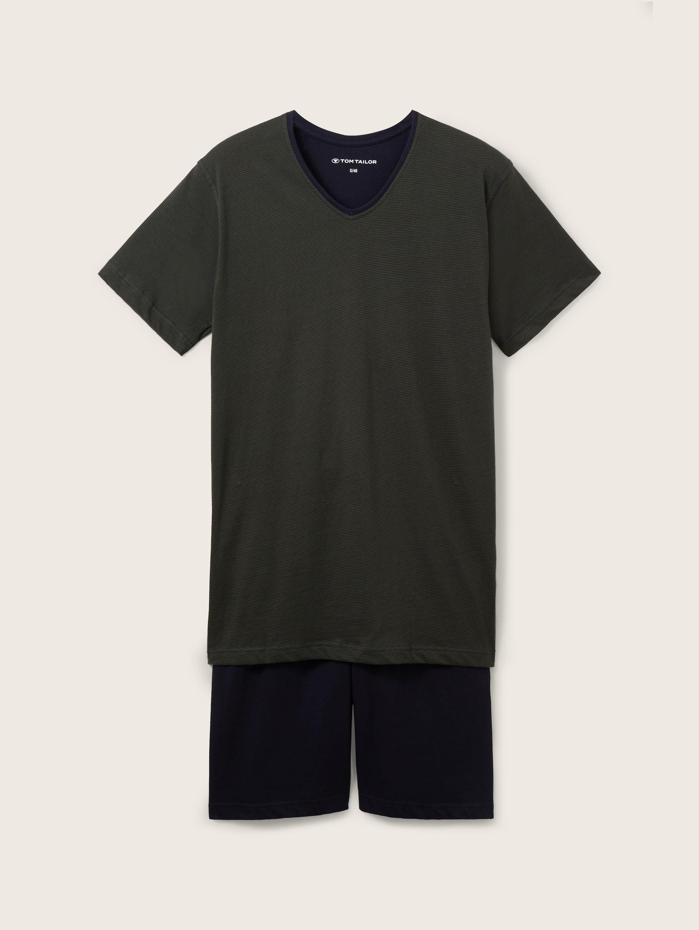 Pyjama shorty - gruen_dunkel_ringel -