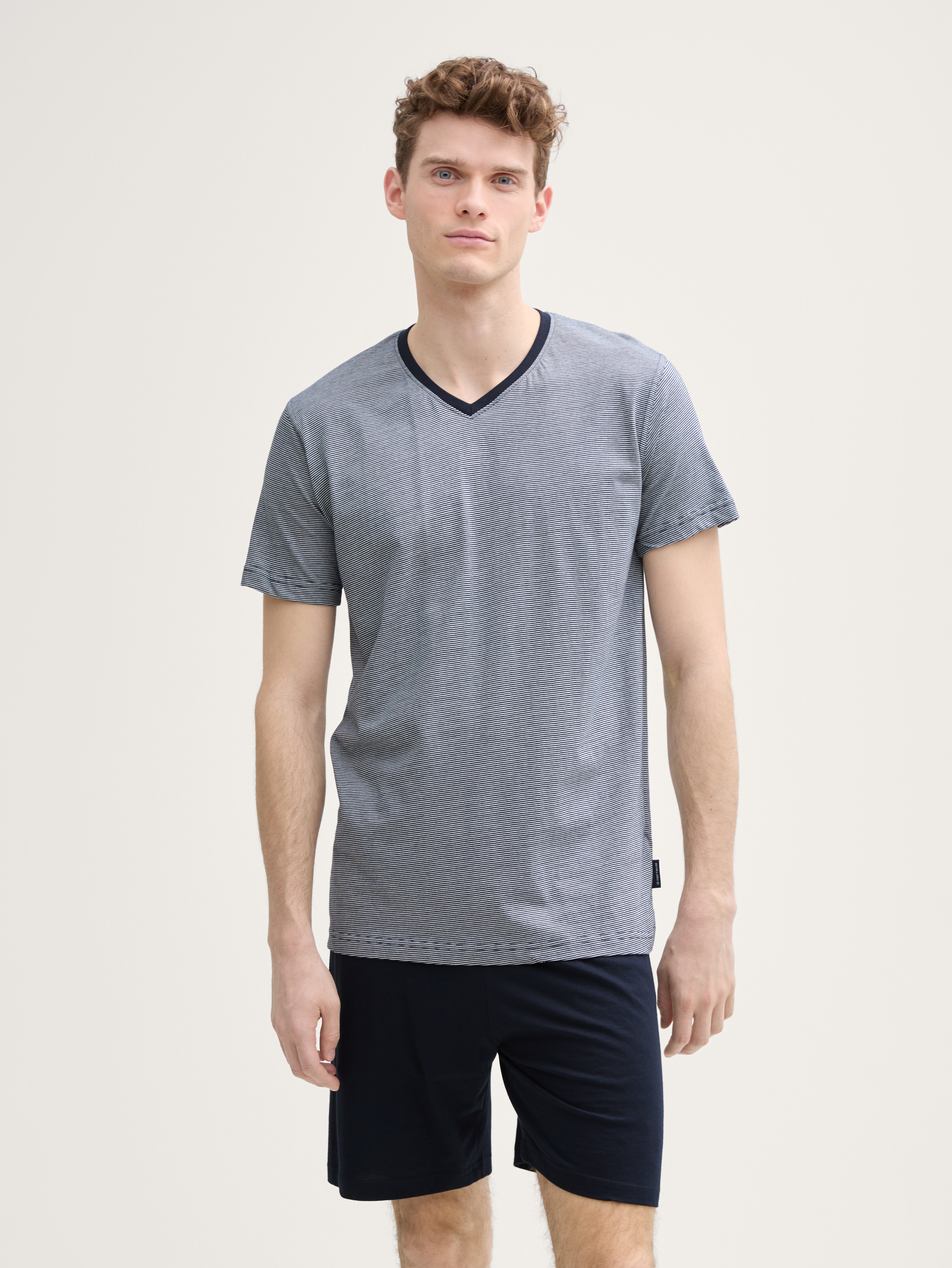 Pyjama-Set aus Baumwolle von Men, blue-dark-horizontal stripe