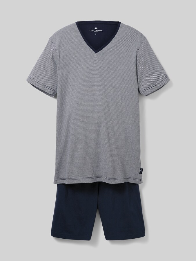 Katoenen pyjamaset door Men, blue-dark-horizontal stripe